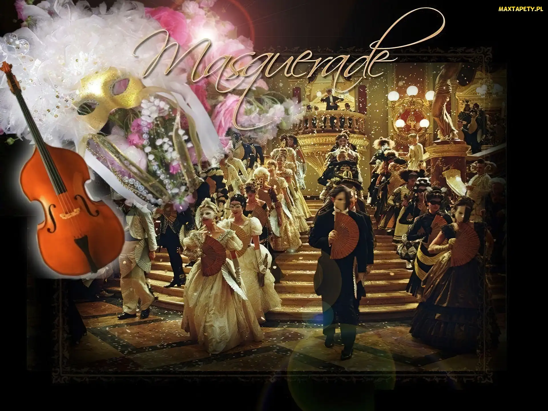 Phantom Of The Opera, skrzypce, maski, postacie, bal