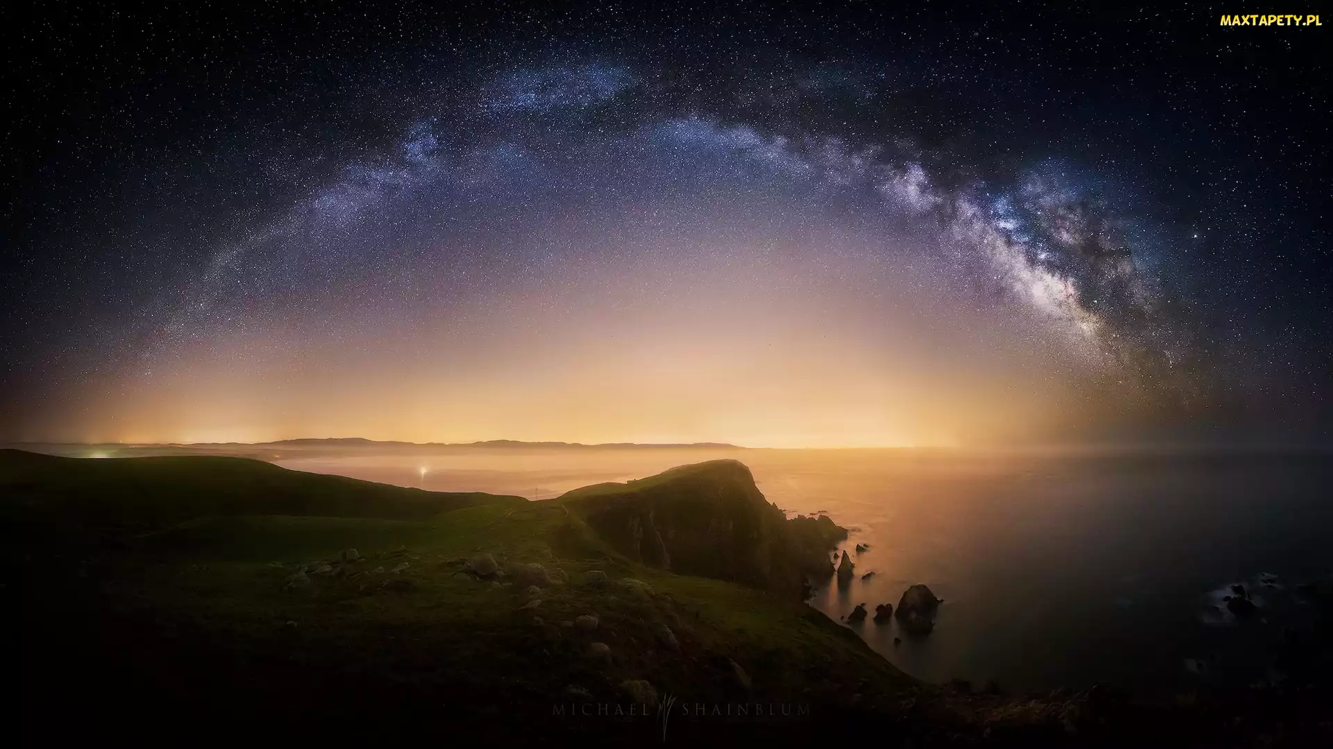 Droga mleczna, Gwiazdy, Stan Kalifornia, Półwysep Point Reyes, Stany Zjednoczone, Morze