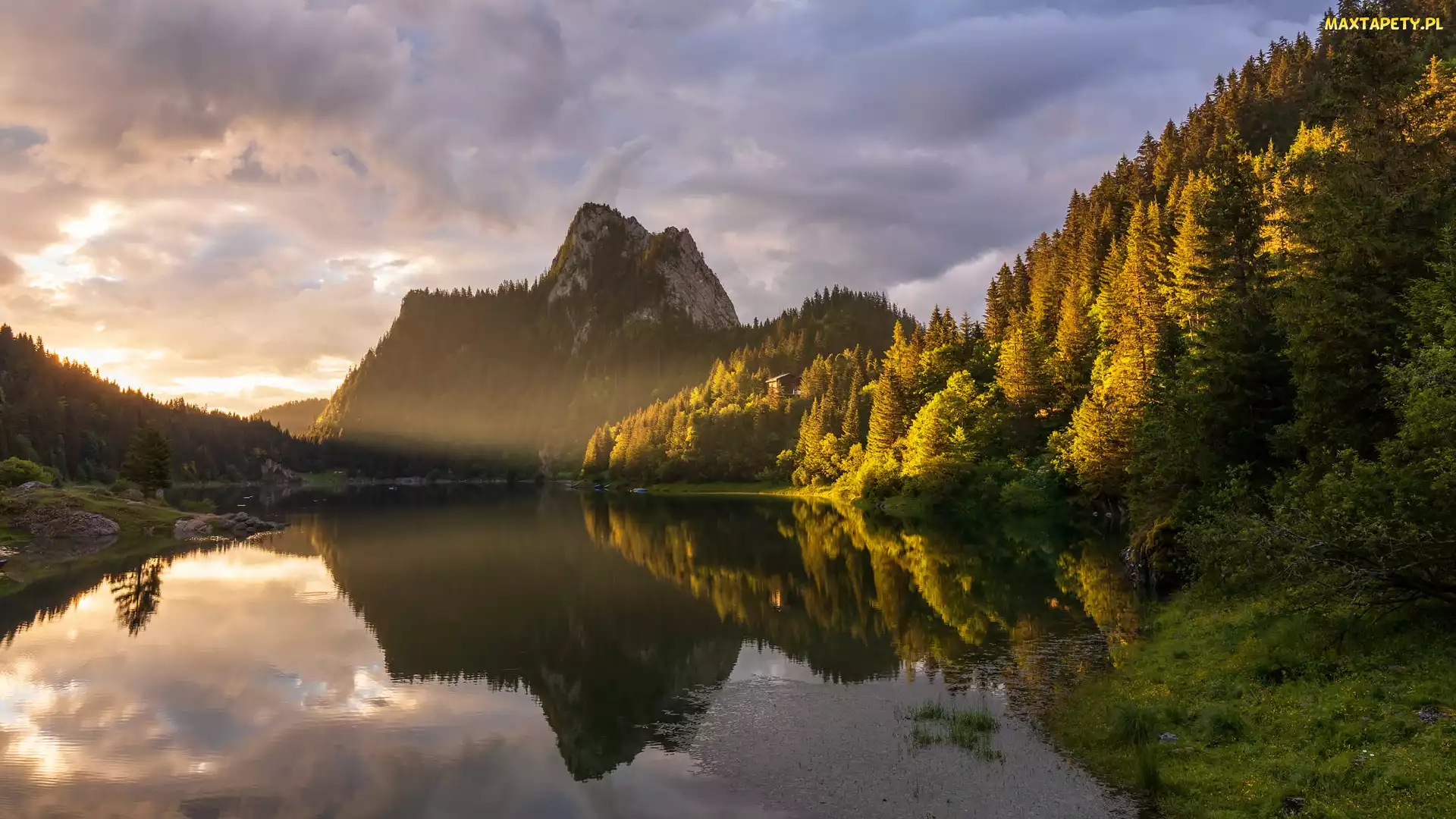 Szwajcaria, Chmury, Jezioro, Góry, Lac de Taney, Drzewa
