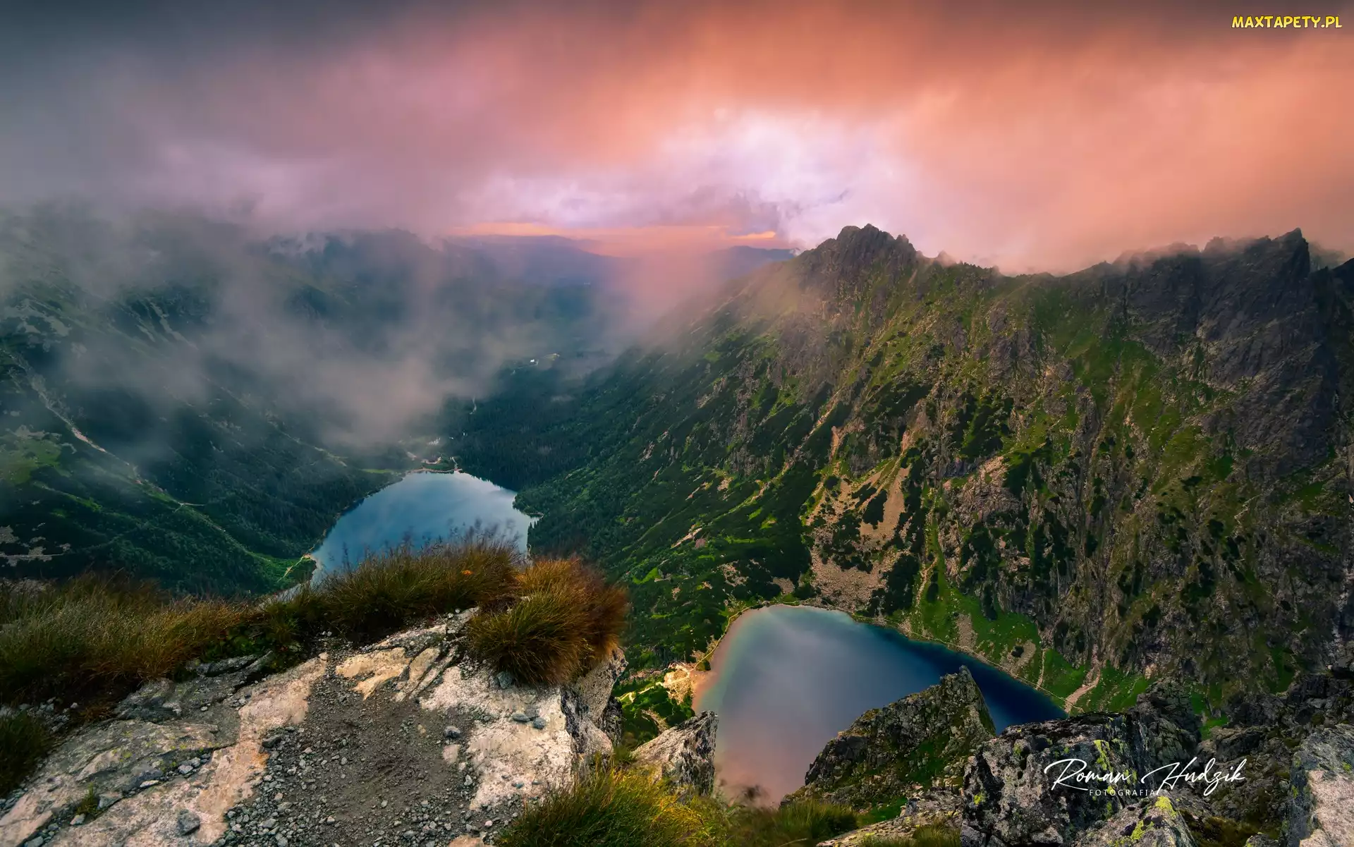 Tatry, Skały, Góry, Czarny Staw, Mgła, Jeziora, Polska, Roślinność