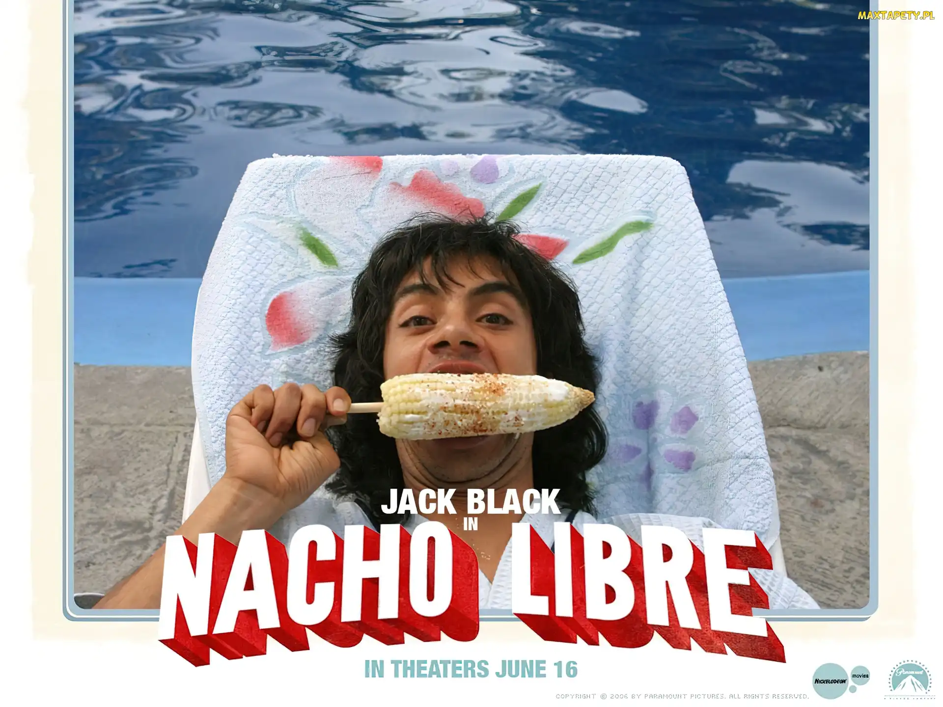 Hector Jimenez, basen, leżak, kukurydza, Nacho Libre