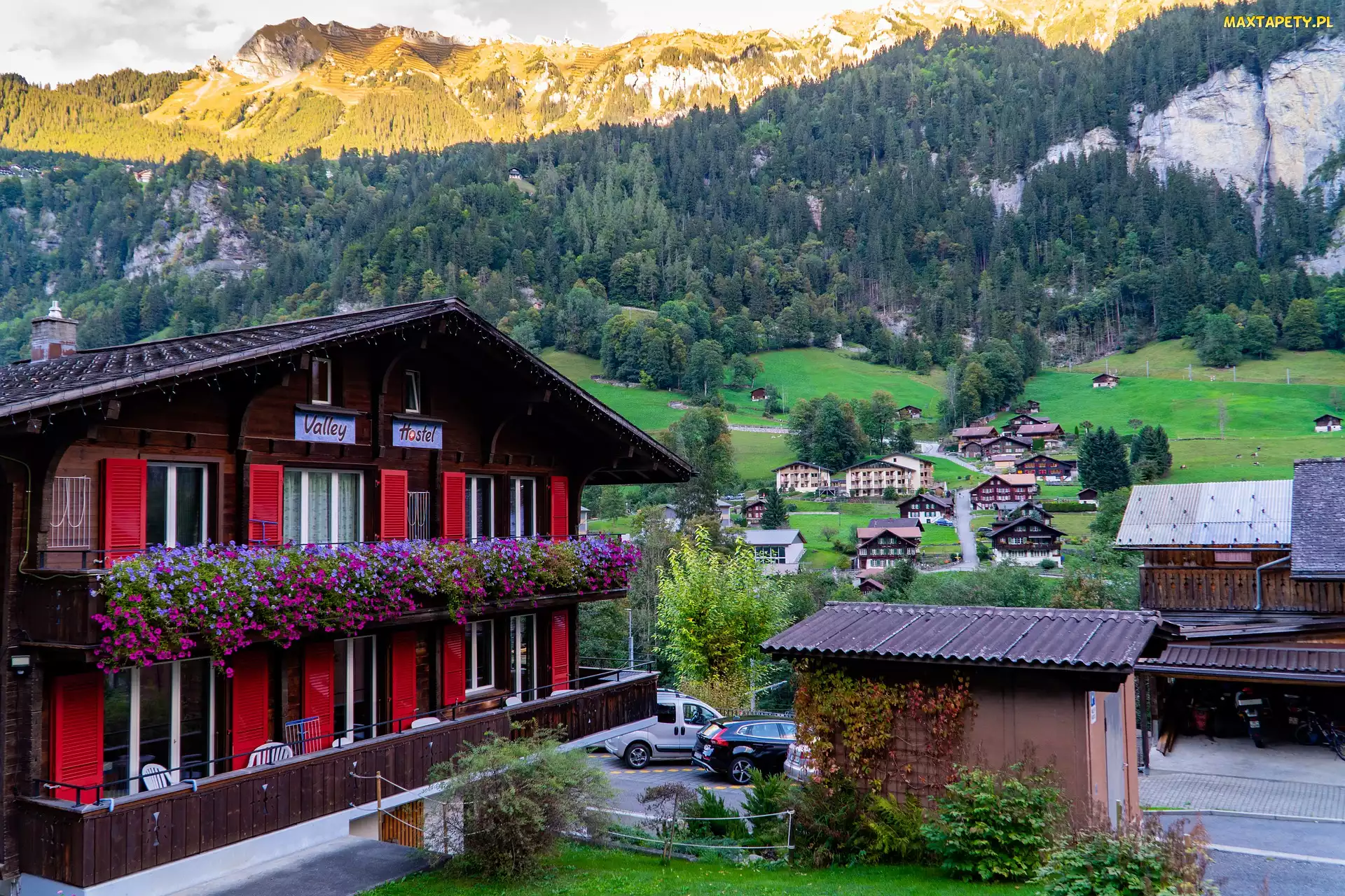 Hotel, Dolina, Dom, Wioska Lauterbrunnen, Alpy, Valley Hostel, Szwajcaria, Góry