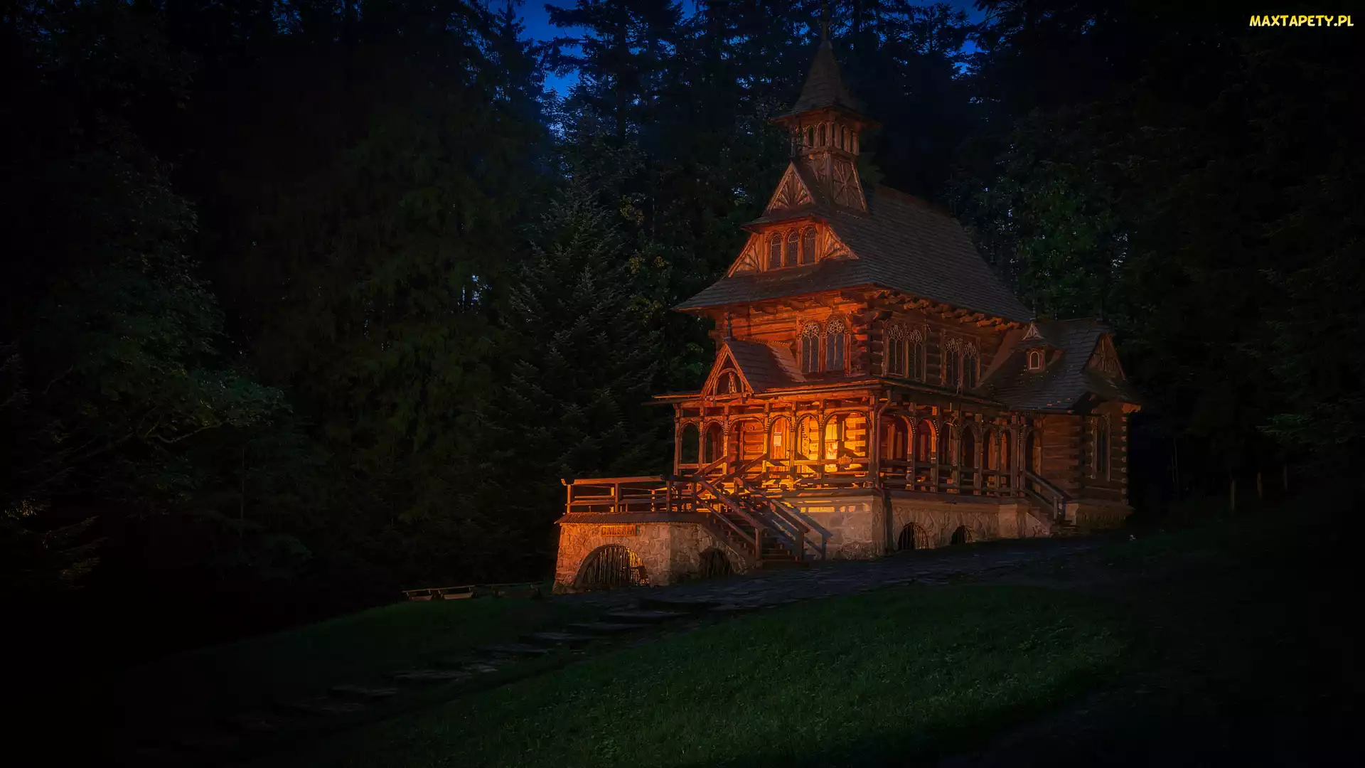 Noc, Jaszczurówka, Zakopane, Polska, Kościół, Kaplica
