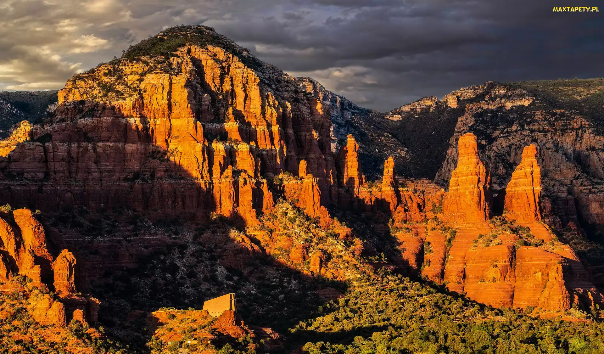Arizona, Sedona, Szczyty, Stany Zjednoczone, Chmury, Góry, Skały