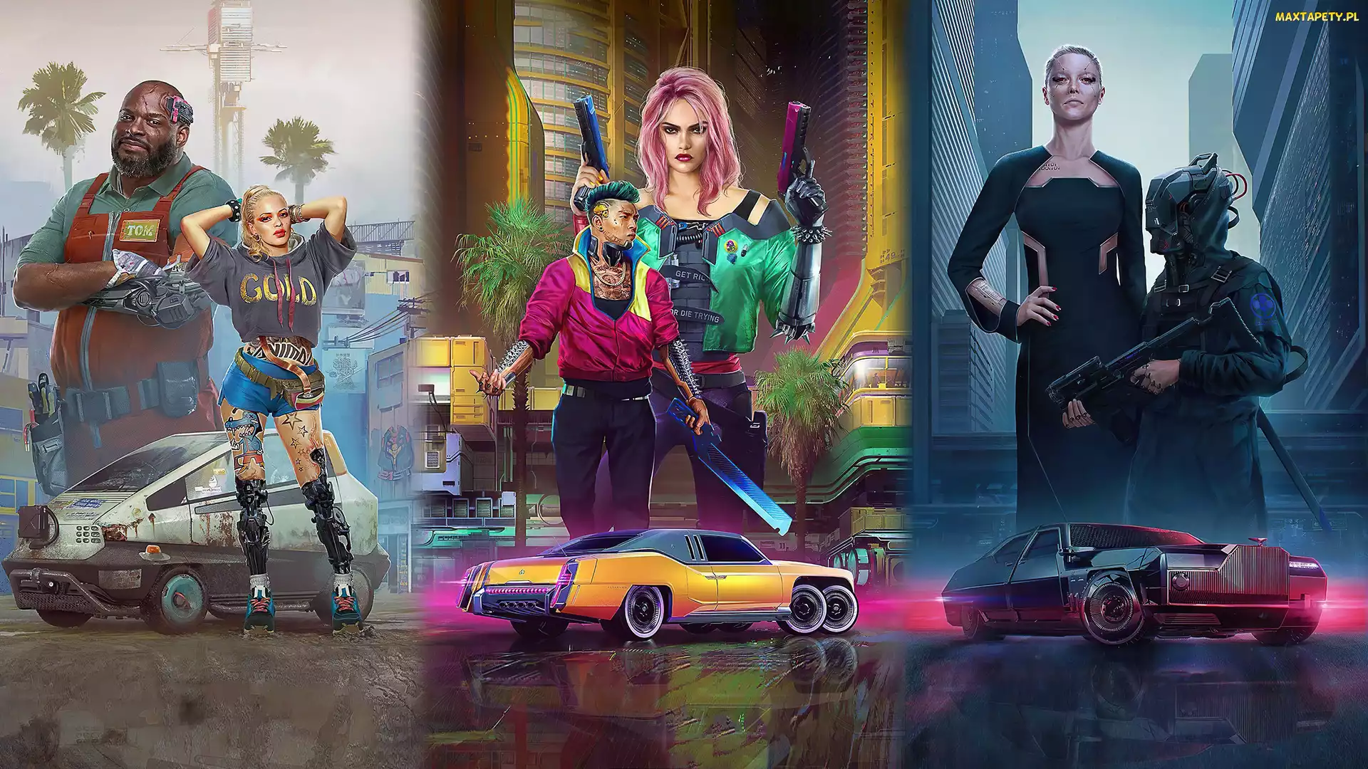 Cyberpunk 2077, Plakat, Pojazdy, Postacie, Gra