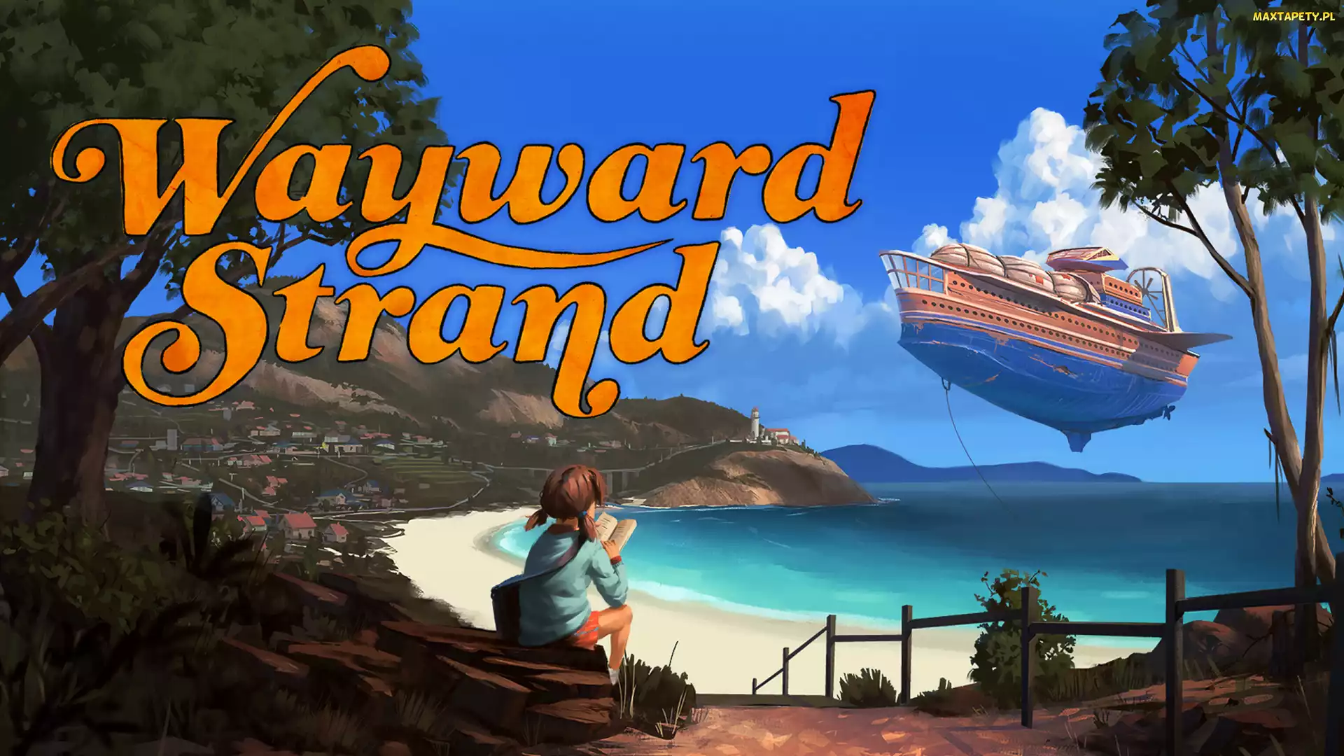 Wayward Strand, Zatoka, Gra, Książka, Statek, Dziewczynka, Plakat, Latarnia