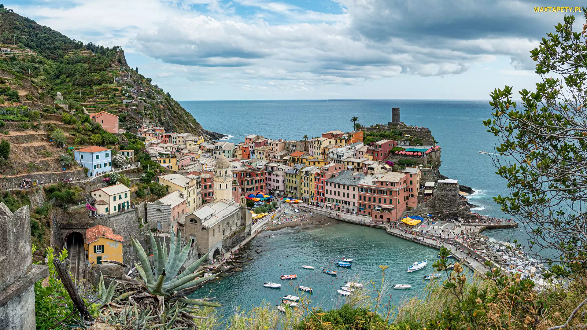 Vernazza, Domy, Włochy, Morze Liguryjskie