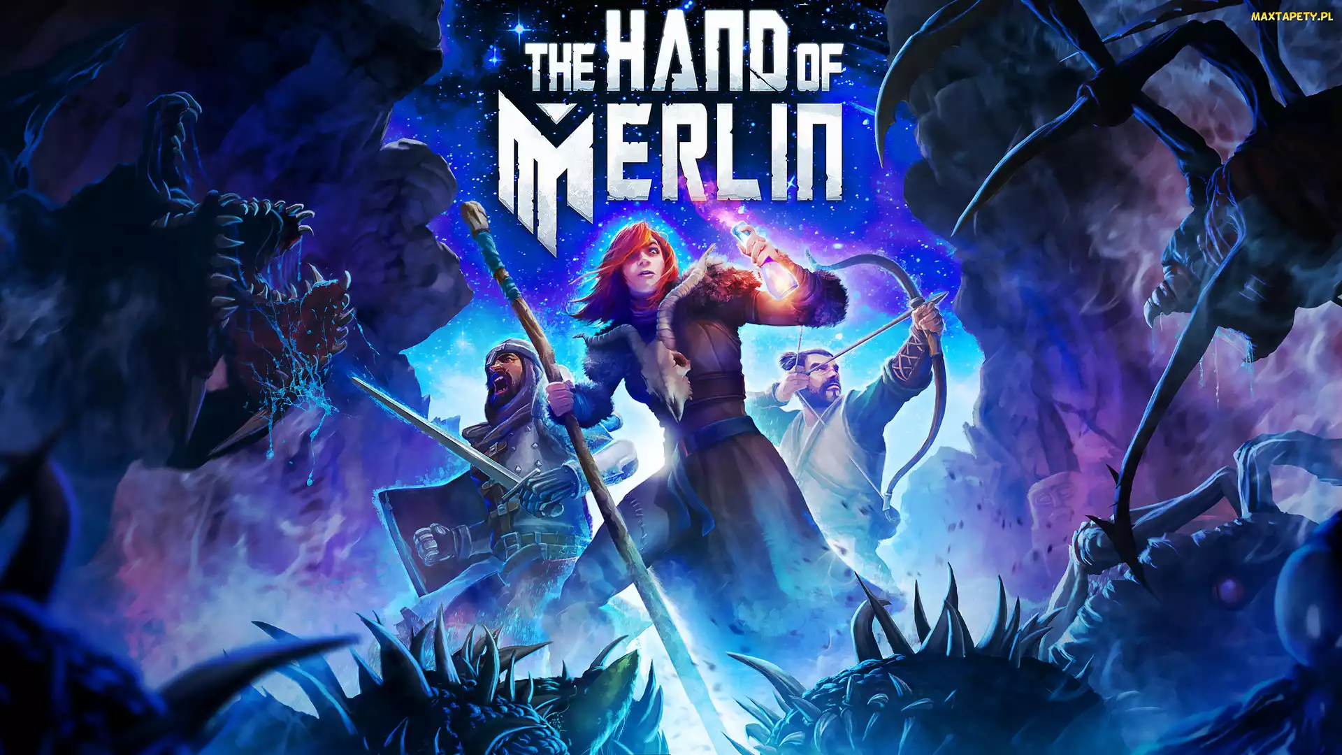 The Hand of Merlin, Miecz, Gra, Merlin, Magia, Postać, Plakat, Łuk