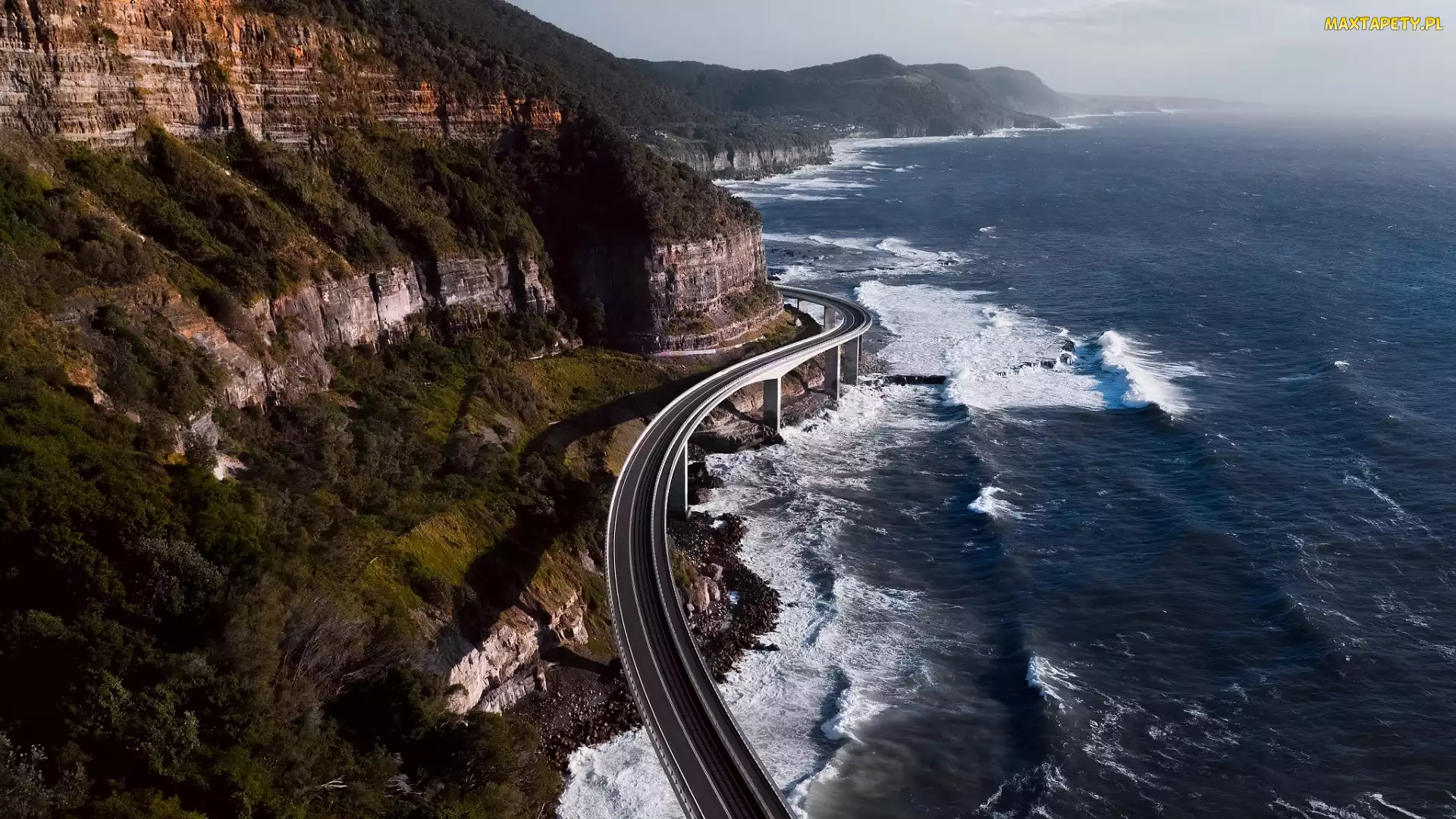 Most, Morze, Wybrzeże, Góry, Nowa Południowa Walia, Sea Cliff Bridge, Australia, Klif