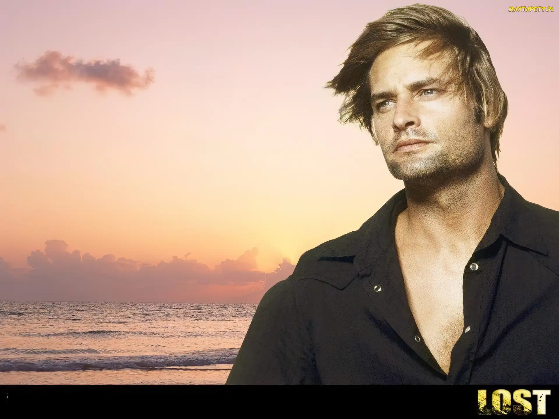 zachód, woda, Lost, słońca, Josh Holloway, Serial, Zagubieni