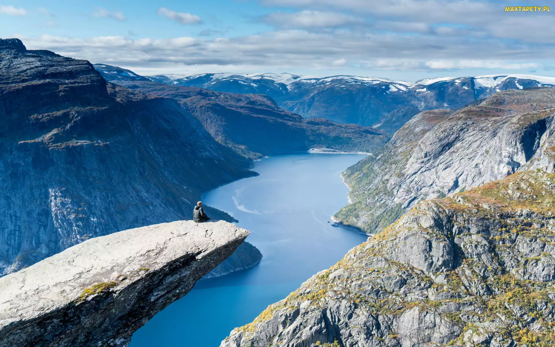 Jezioro Ringedalsvatnet, Góry, Skała, Norwegia, Trolltunga, Język Trolla