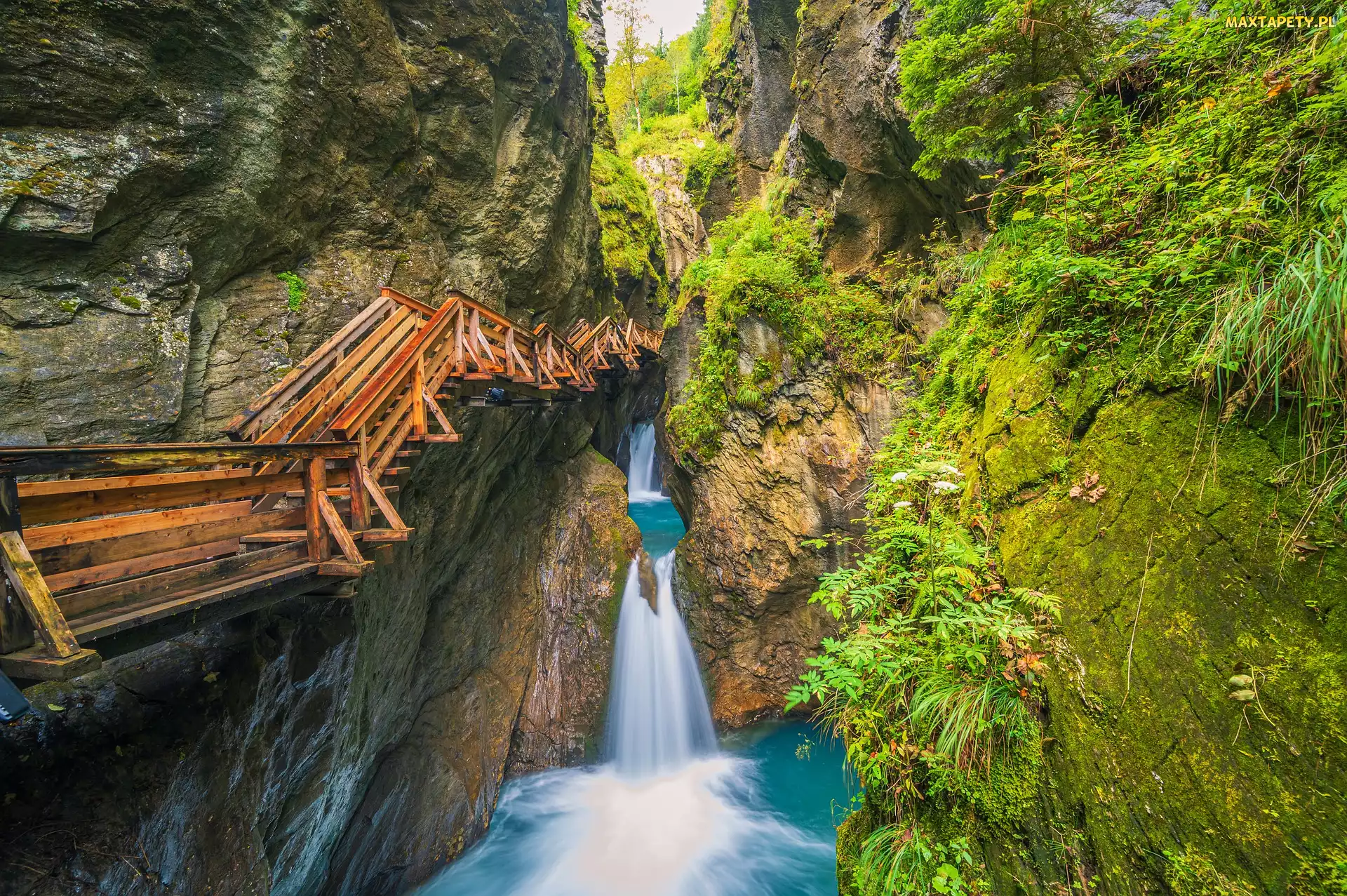 Austria, Rzeka Kaprun Ache, Sigmund Thun Klamm, Wąwóz, Kładka, Skały