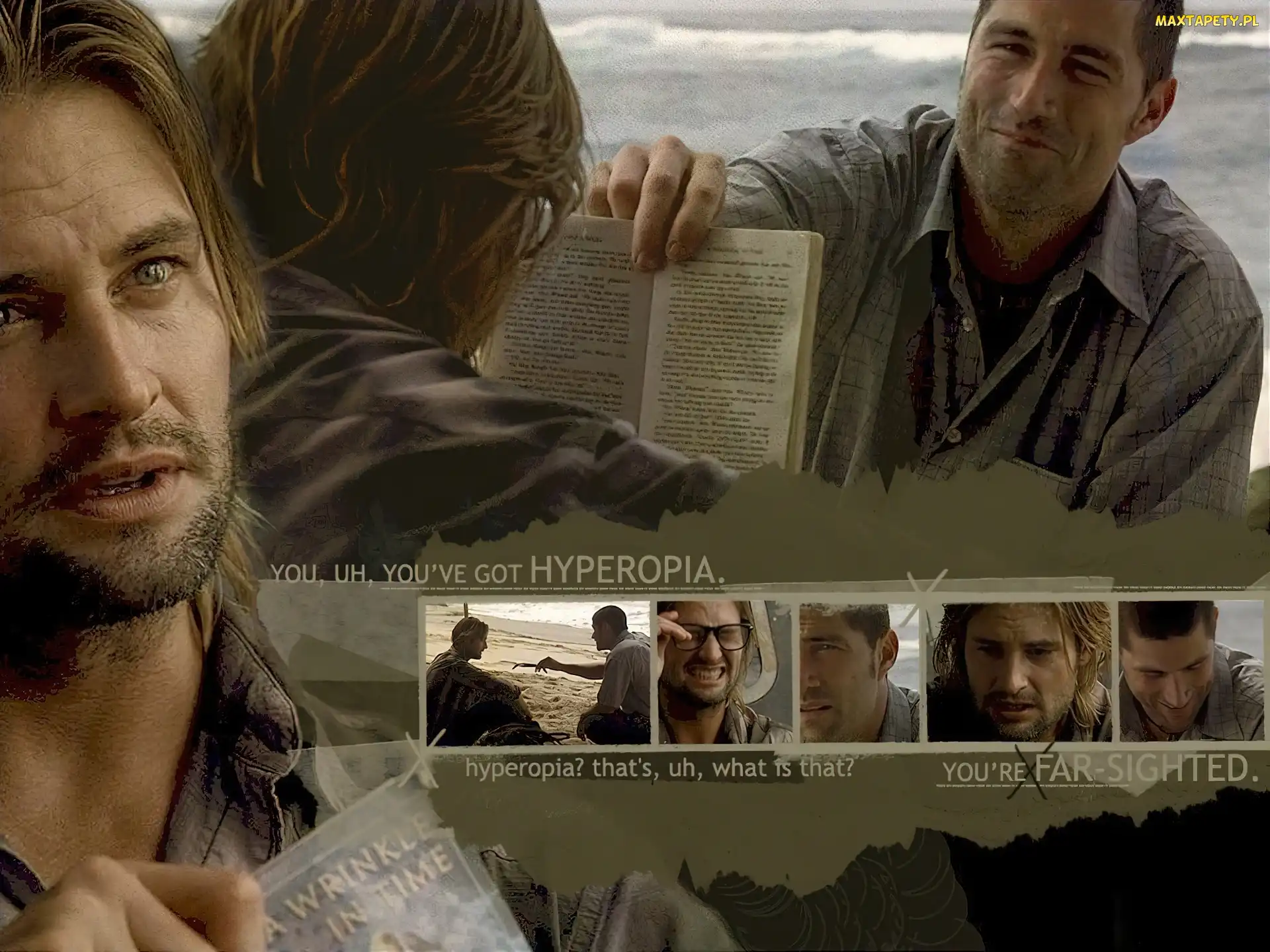 książka, Josh Holloway, Lost, zdjęcia, Matthew Fox, Serial, Zagubieni