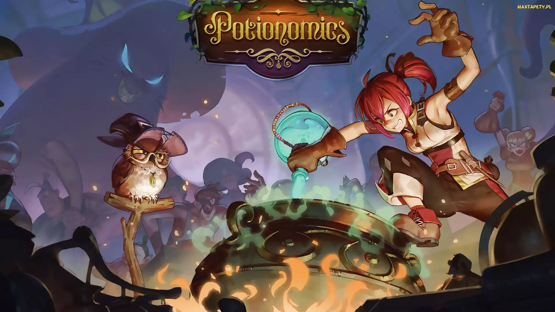 Mikstura, Sowa, Potionomics, Plakat, Kocioł, Gra, Postać