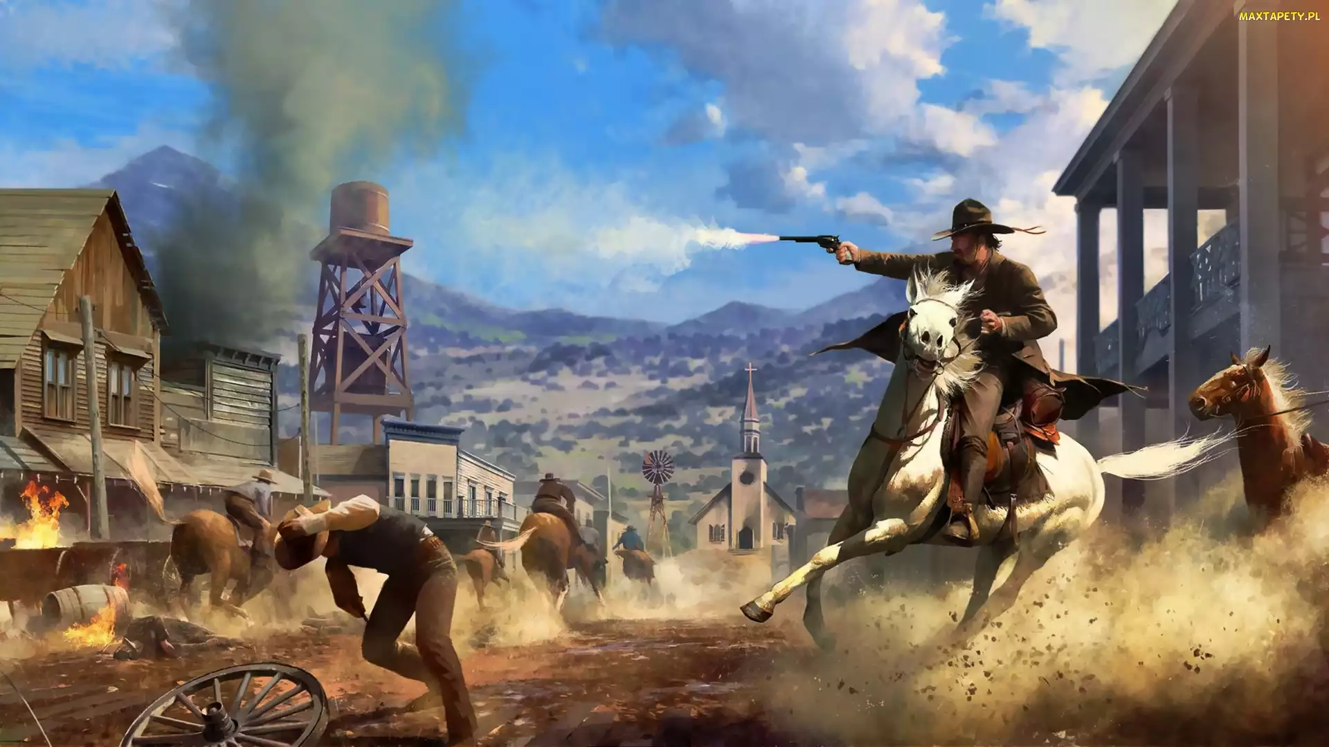 Ulica, Konie, Kościół, Wieża, Wild West Dynasty