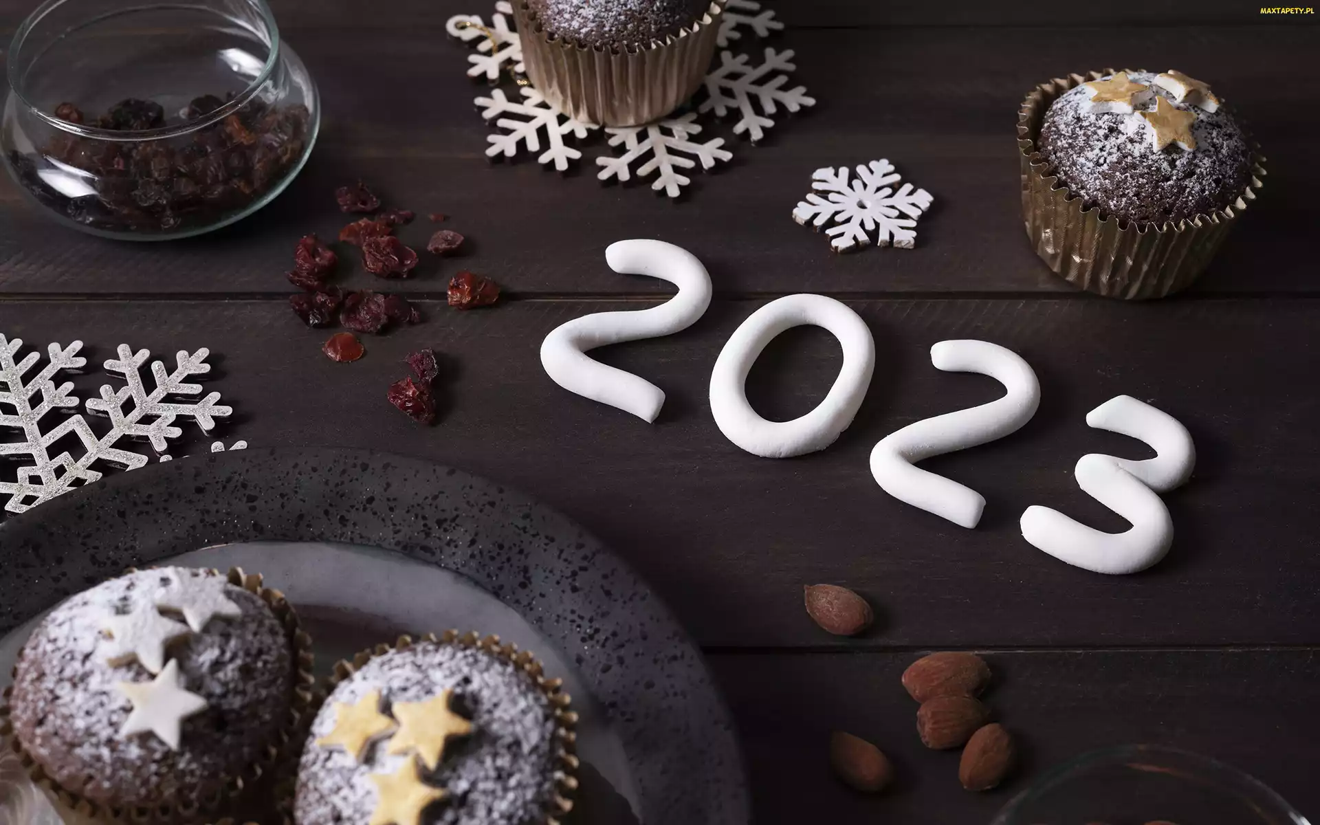 Cyfry, Babeczki, Śnieżynki, 2023, Nowy Rok