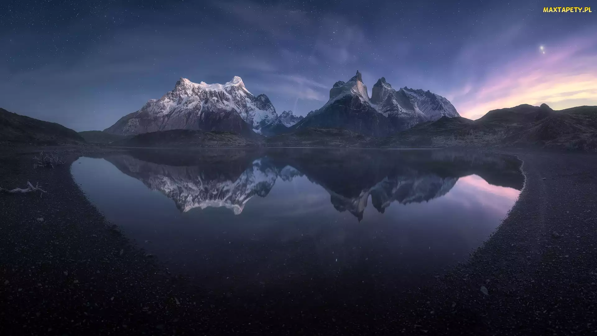 Cordillera del Paine, Lake Pehoe, Góry, Jezioro, Patagonia, Odbicie, Chile, Park Narodowy Torres del Paine
