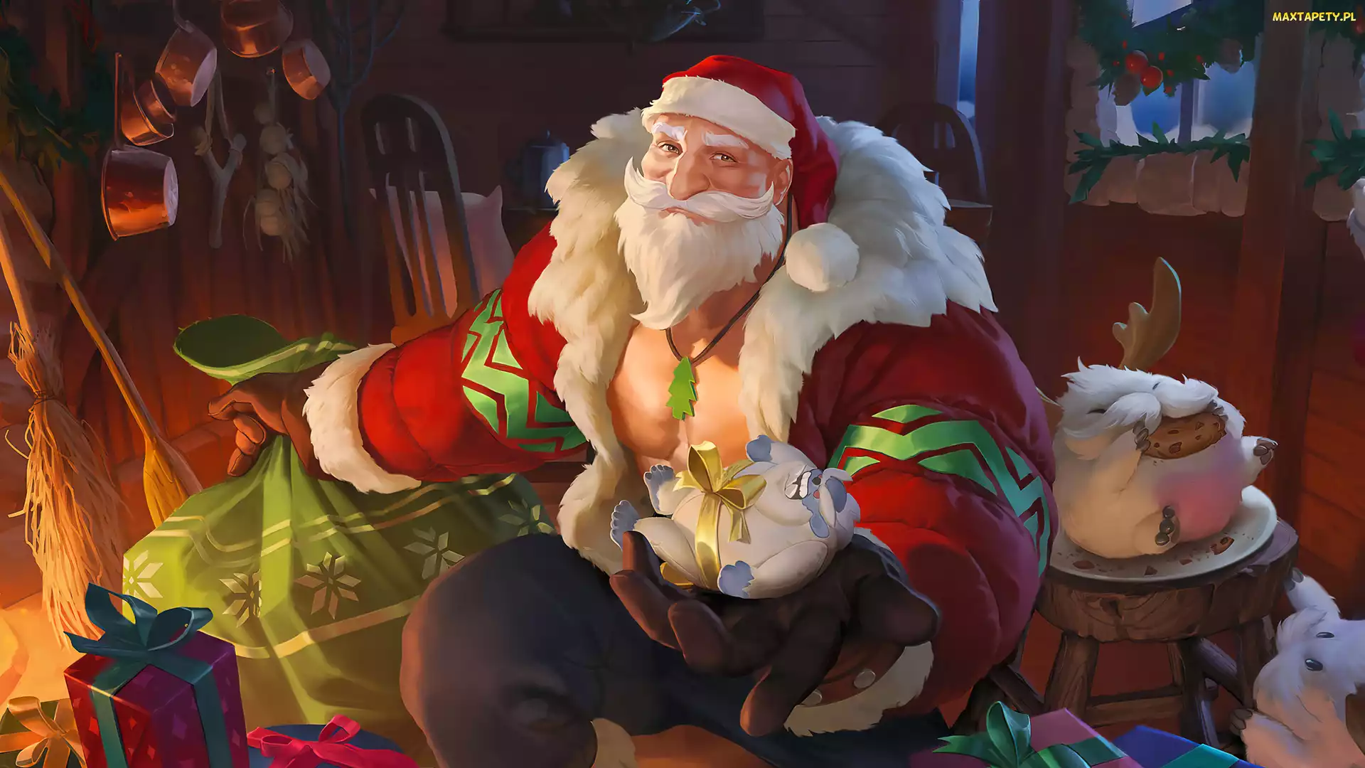 Prezenty, Worek, League of Legends, Gra, Mikołaj, Santa Braum