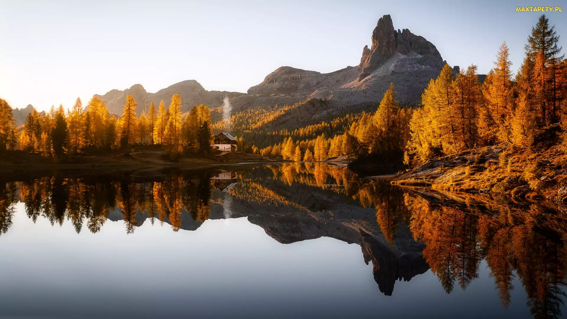 Jesień, Cortina dAmpezzo, Drzewa, Włochy, Las, Lago Federa, Góry, Dolomity, Jezioro