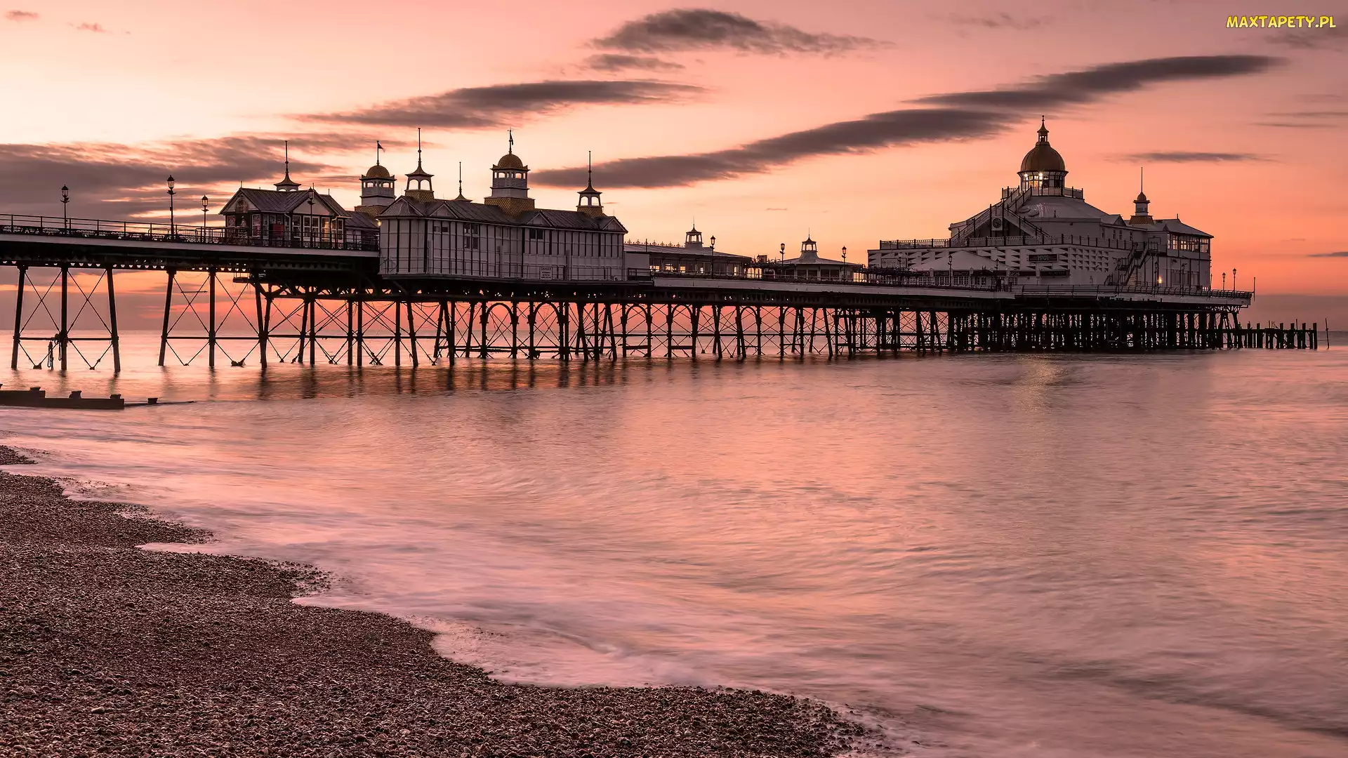 Eastbourne Pier, Morze, Molo, Restauracja, Eastbourne, Kawiarnia, Anglia, Wschód słońca