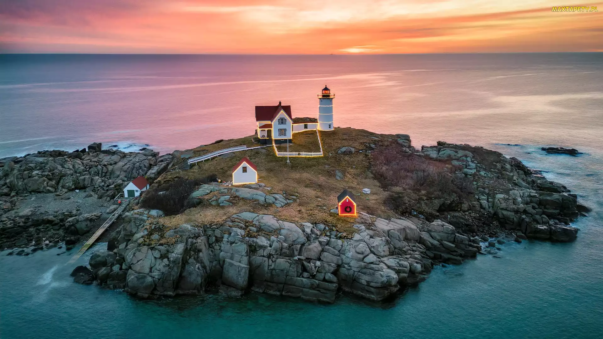Stan Maine, Cape Neddick, Skały, Stany Zjednoczone, Nubble Lighthouse, Morze, Latarnia morska