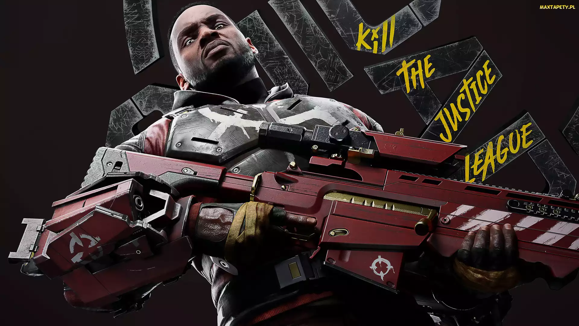 Suicide Squad Kill the Justice League, Deadshot, Gra, Postać, Broń, Legion Samobójców Śmierć Lidze Sprawiedliwości, Plakat, Mężczyzna