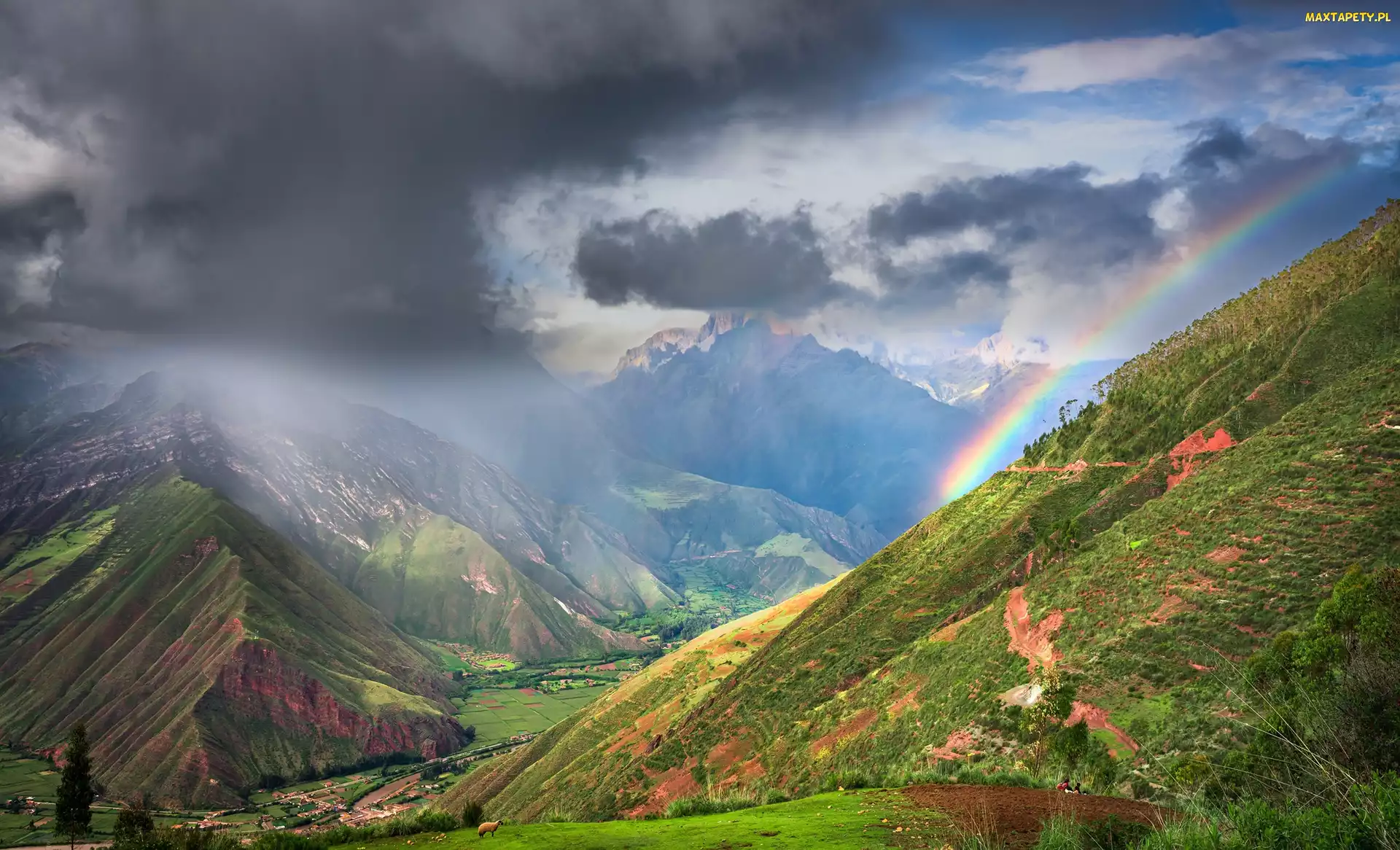 Region Cusco, Tęcza, Peru, Góry, Sacred Valley, Prowincja Urubamba, Święta Dolina Inków, Dolina
