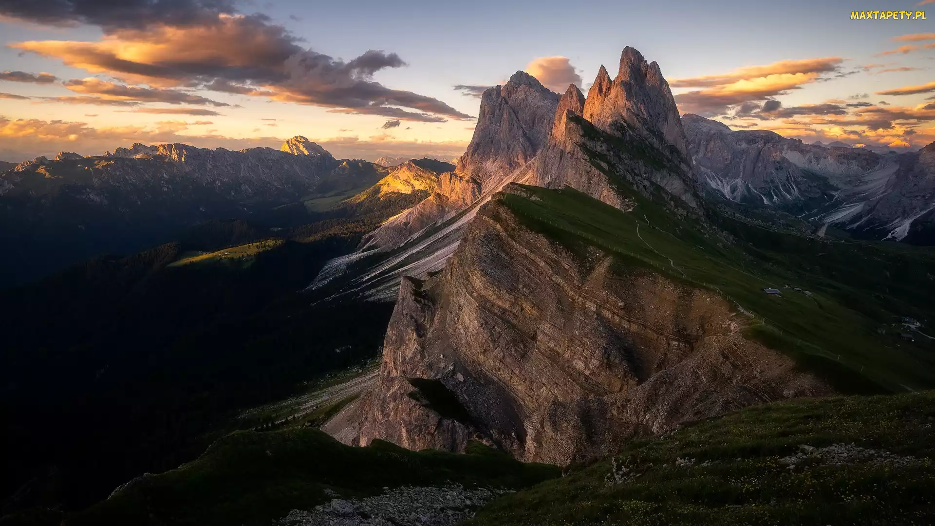 Seceda, Włochy, Dolomity, Góry, Szczyt