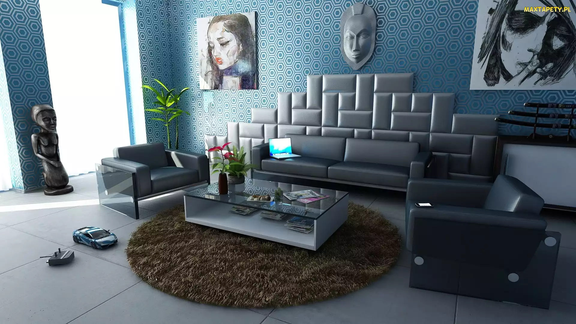 Krzesła, Zdjęcia, Pokój, Wnętrze, Stolik, Kwiaty, Sofa, Posążek, Dywan, Zabawka, Meble