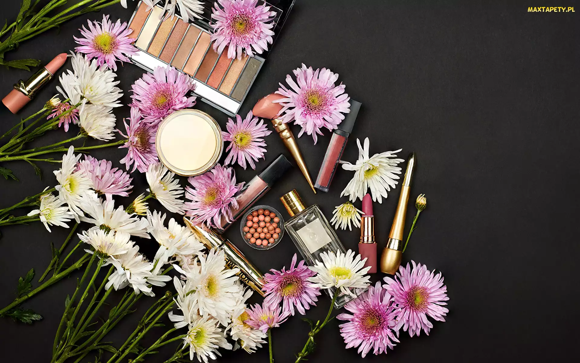 Chryzantemy, Kwiaty, Kosmetyki, Kompozycja, Puder, Perfumy