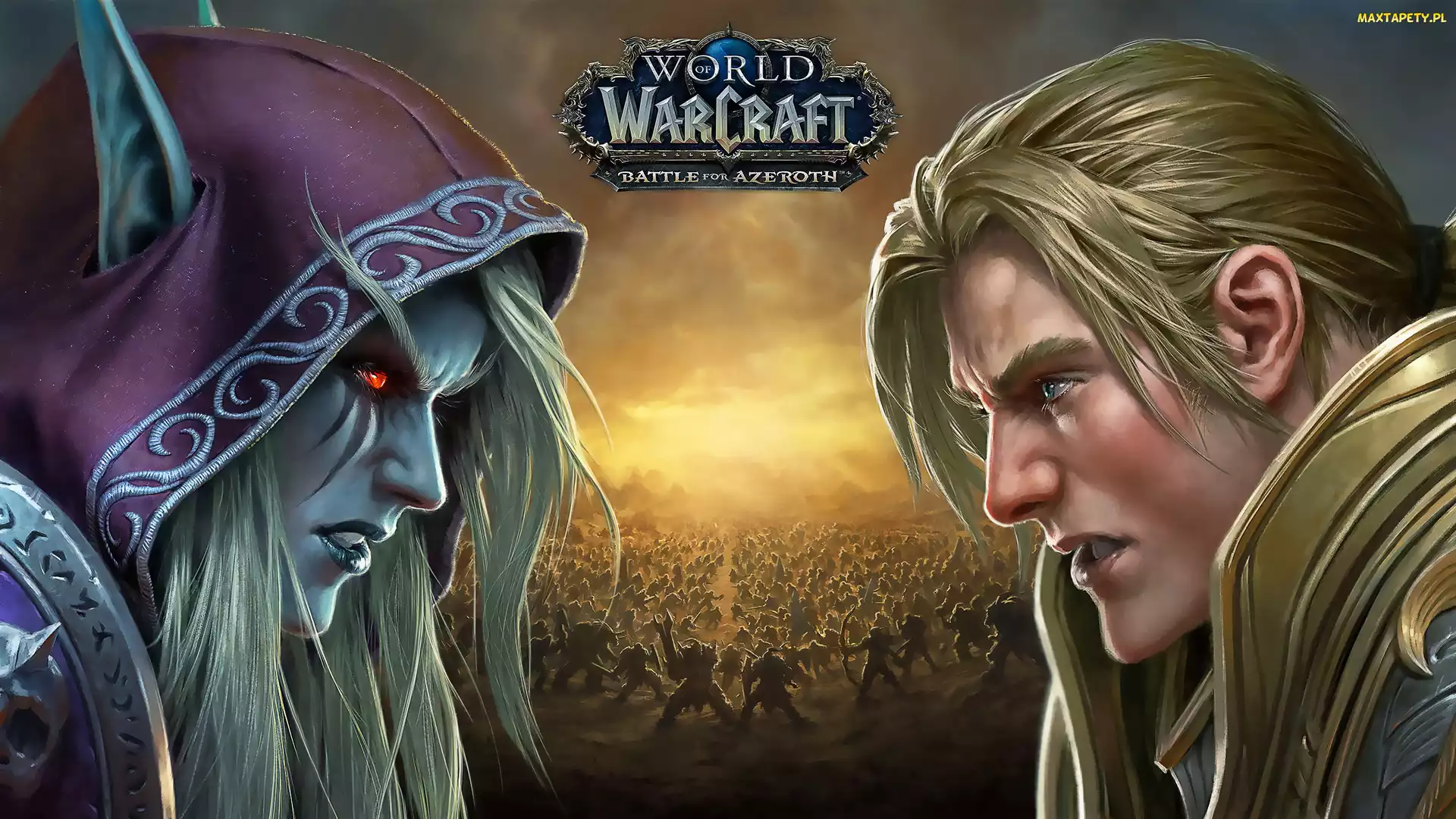 World of Warcraft Battle for Azeroth, Anduin Wrynn, Gra, Sylvanas Windrunner, Bitwa, Postacie, Plakat, Twarze