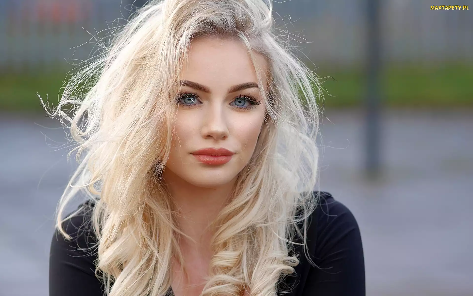 Blondynka, Oczy, Niebieskie, Makijaż, Kobieta