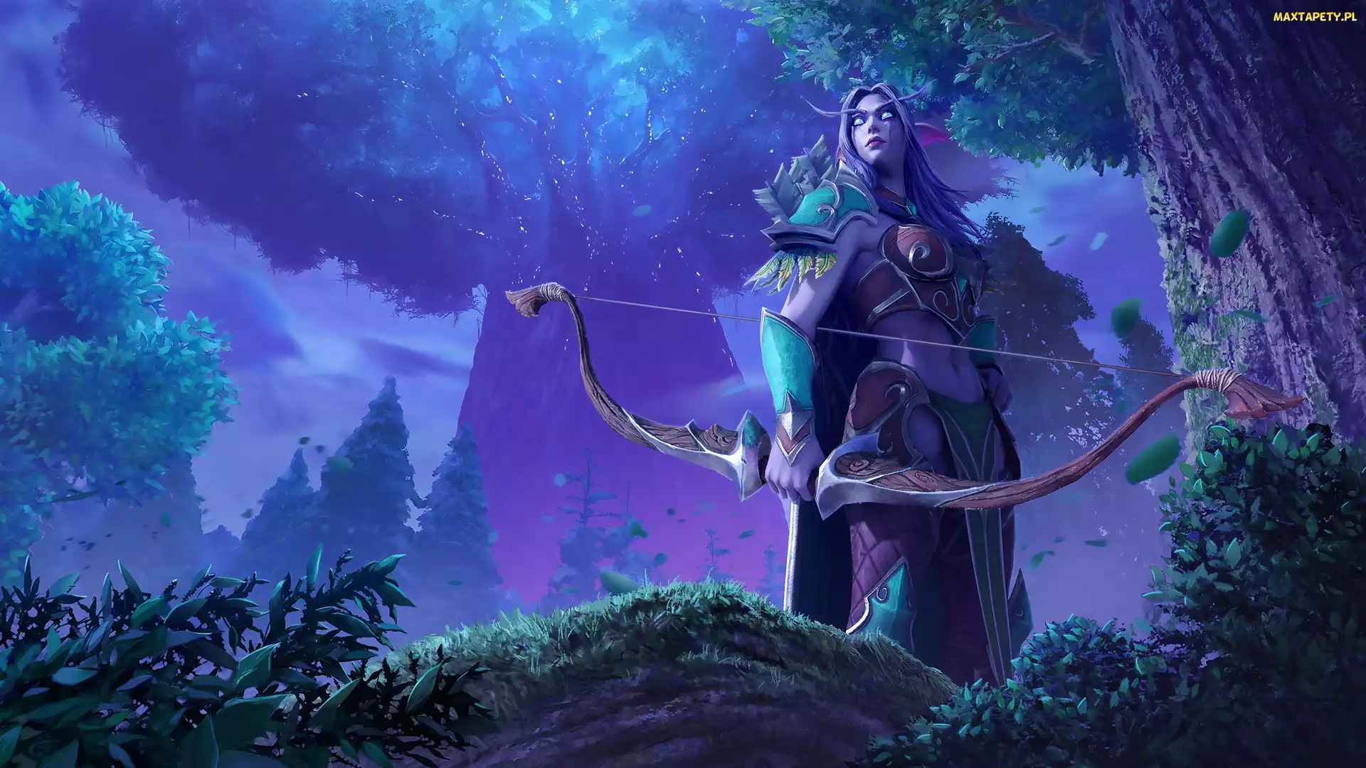 Drzewa, Łuk, Warcraft III Reforged, Noc, Łucznik, Gra, Postać