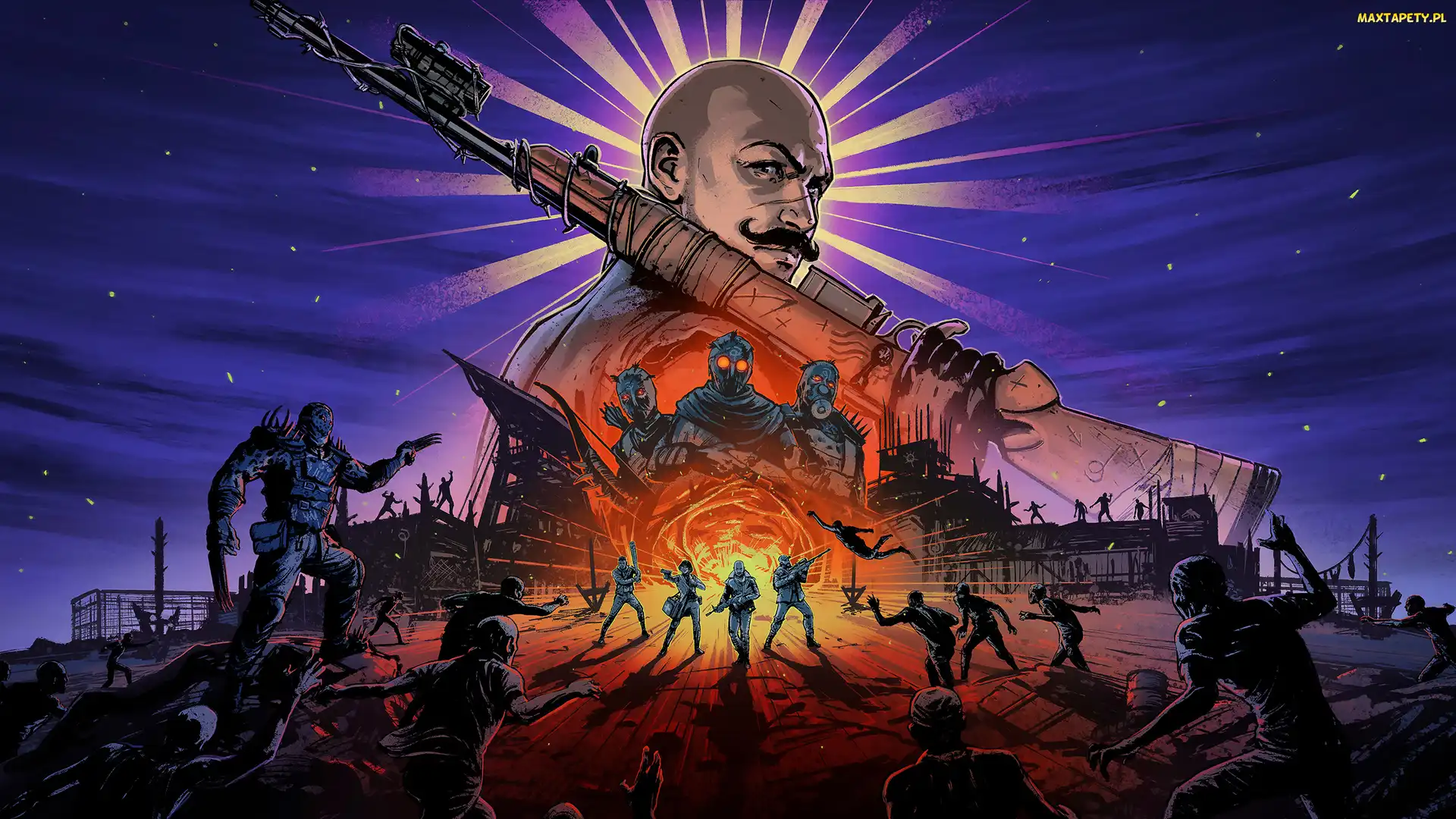 Gra, Walka, Karabin, Plakat, Żołnierze, Wąsy, Back 4 Blood Expansion, Postać, Mężczyzna
