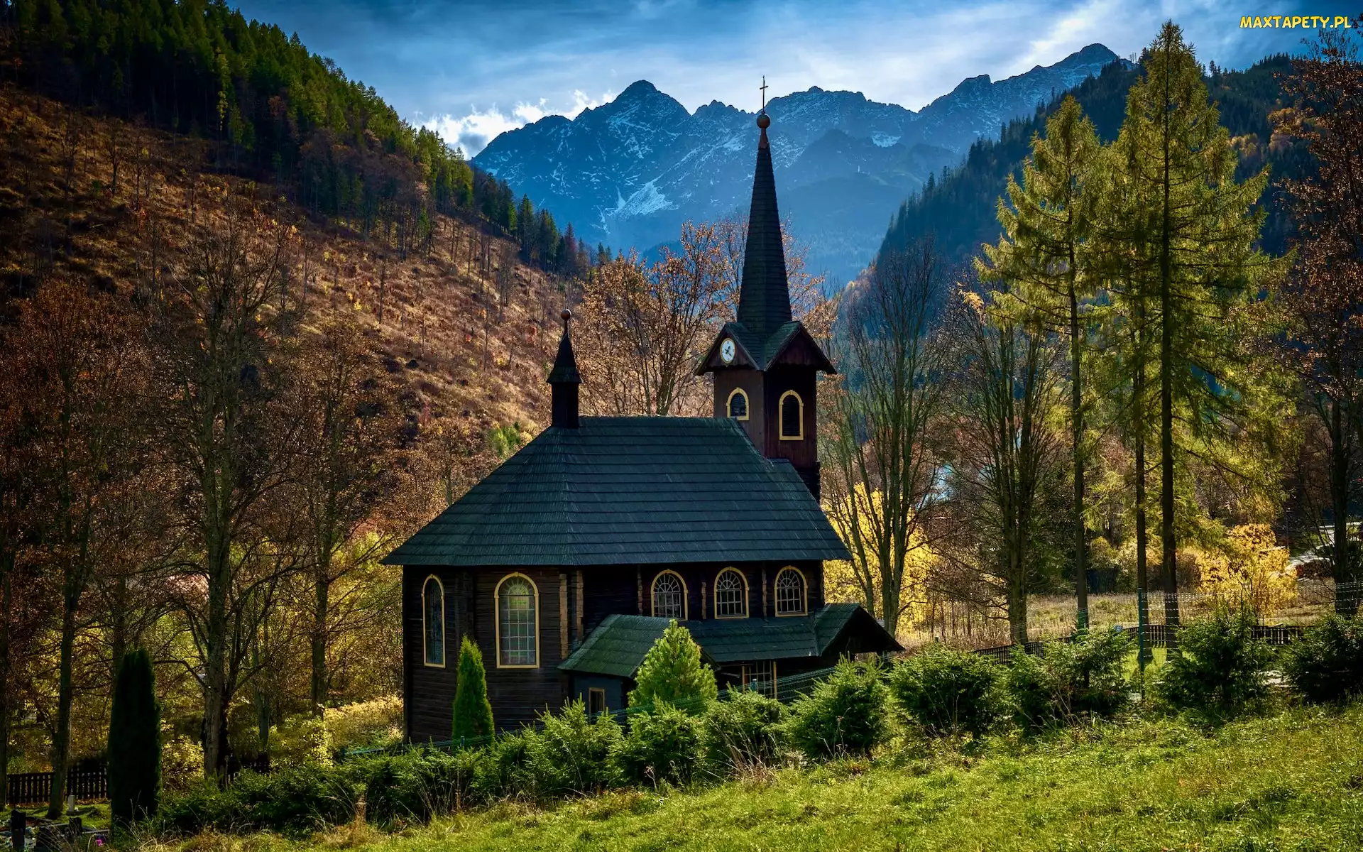Drzewa, Kościół św Anny, Jaworzyna Tatrzańska, Słowacja, Góry, Tatry