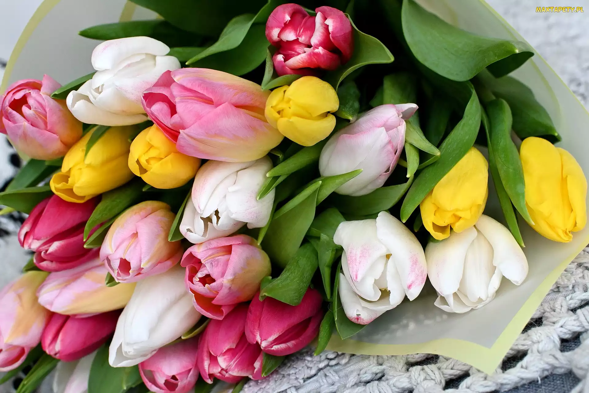 Kwiaty, Bukiet, Kolorowe, Tulipany