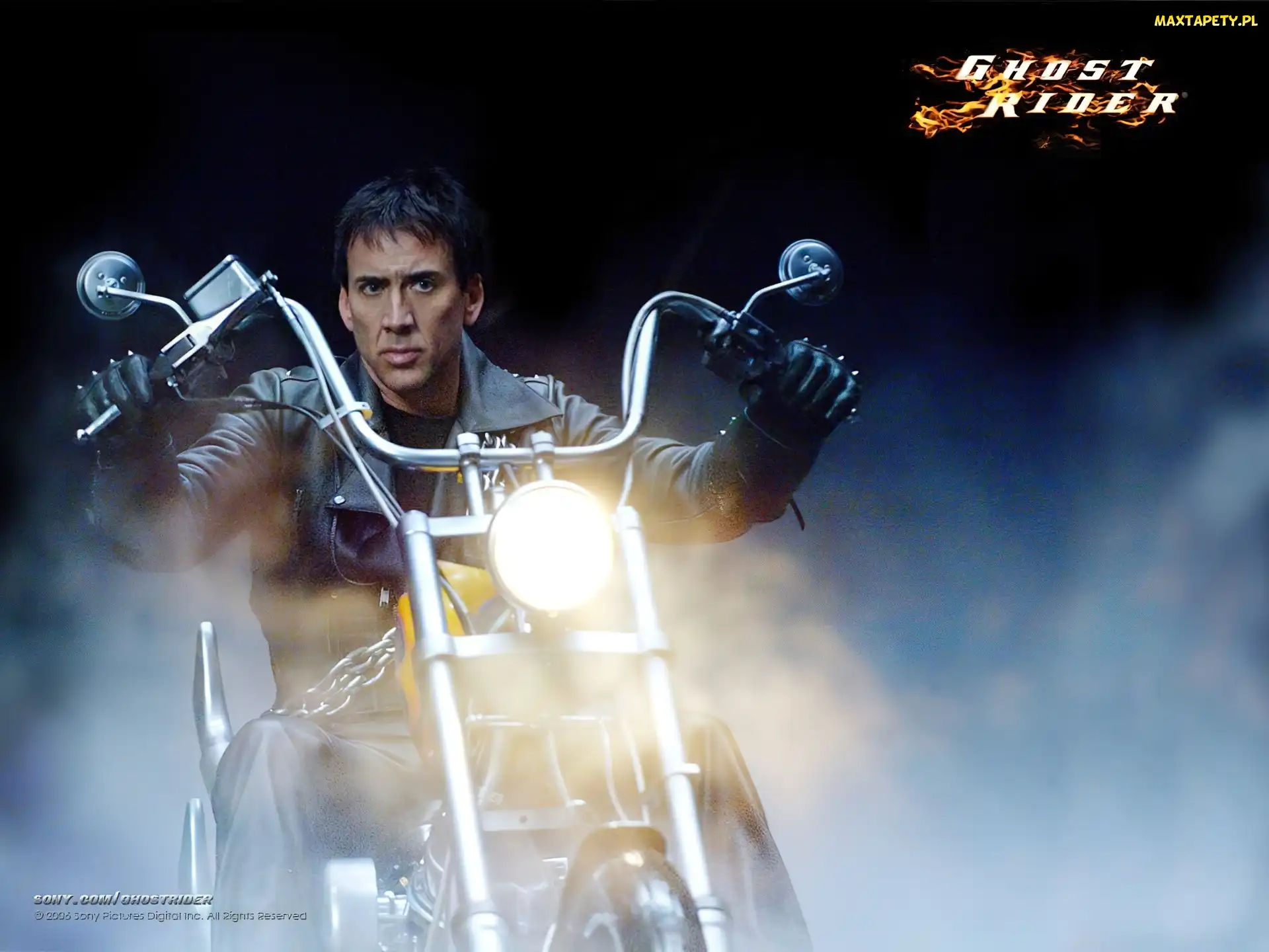 Nicolas Cage, Ghost Rider, motocykl, dym