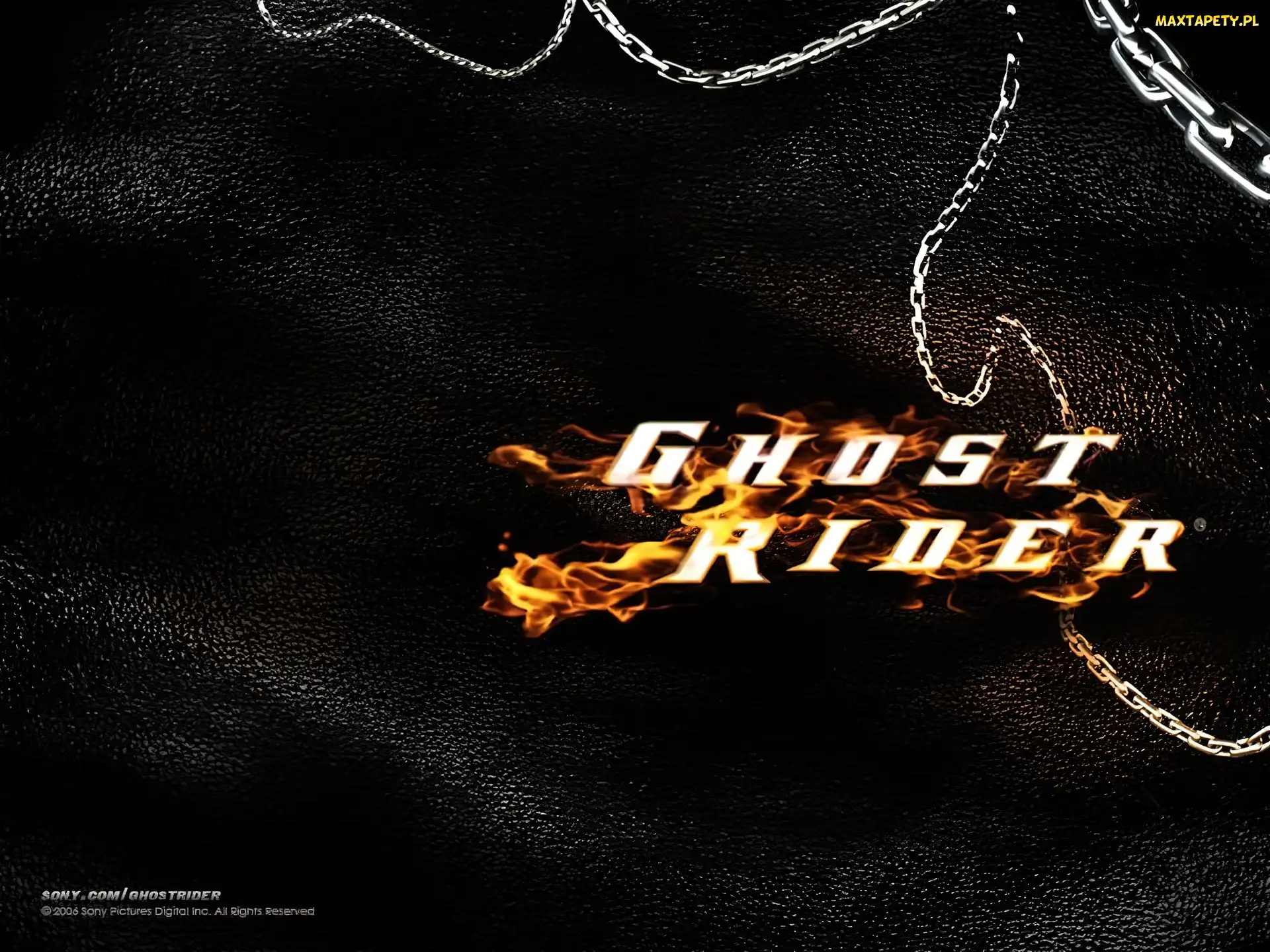 łańcuch, napis, Ghost Rider, płonący