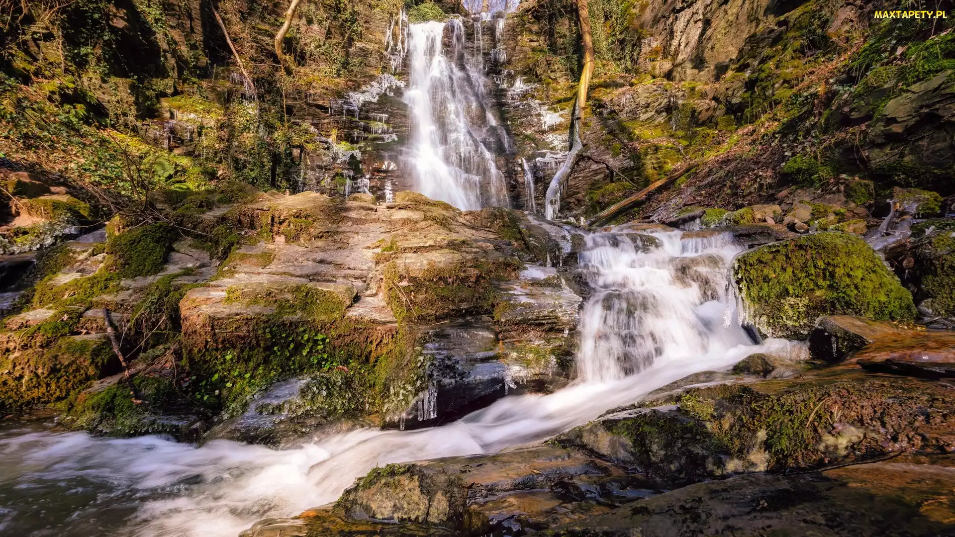 Niemcy, Kliding, Wodospad, Skały, Klidinger Wasserfall, Rzeka