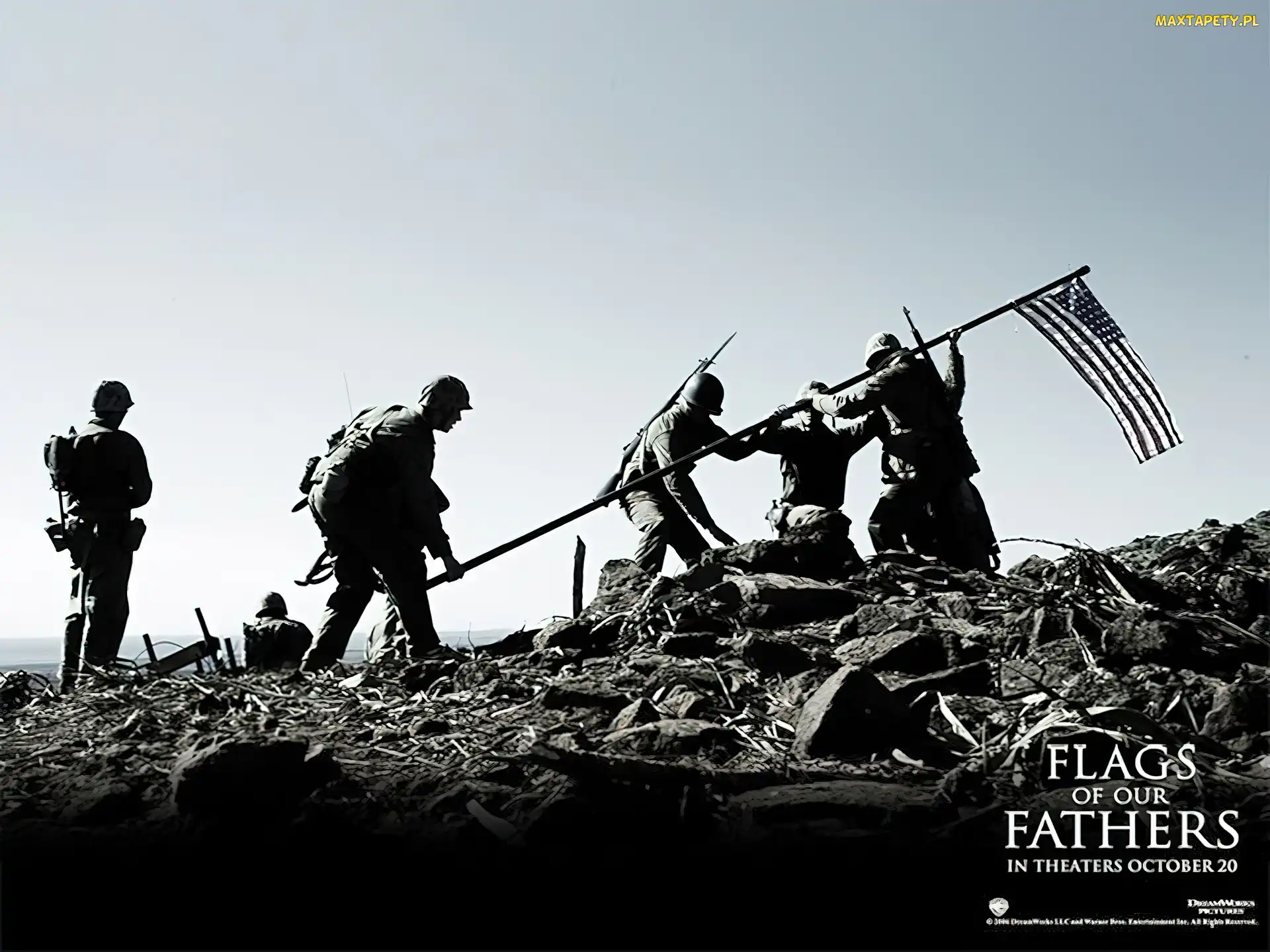 kamienie, żołnierze, Flags Of Our Fathers, flaga