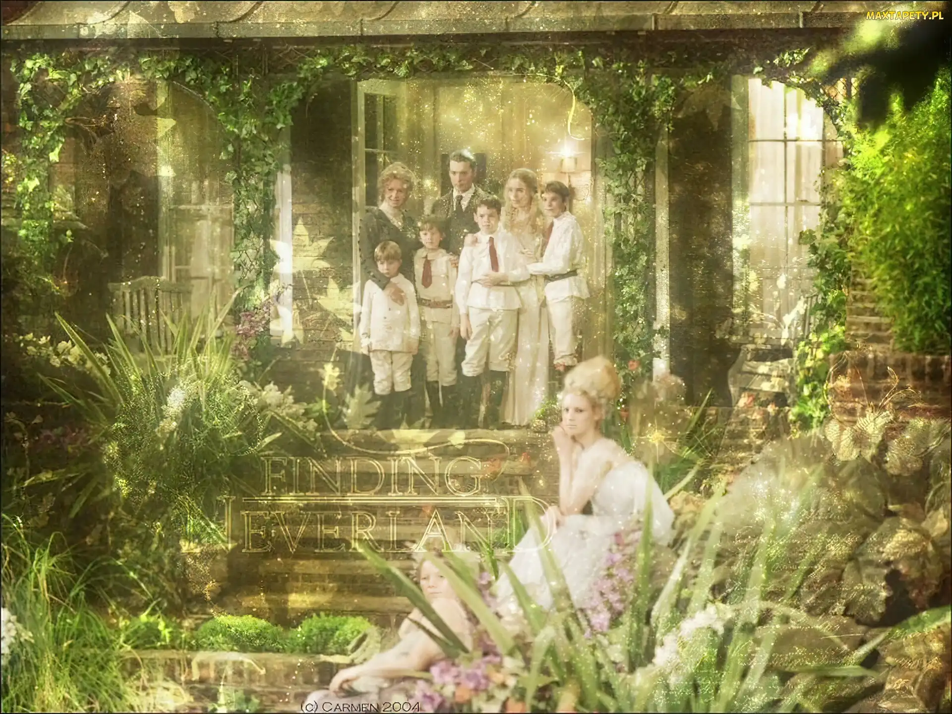 postacie, ogród, Finding Neverland, schody