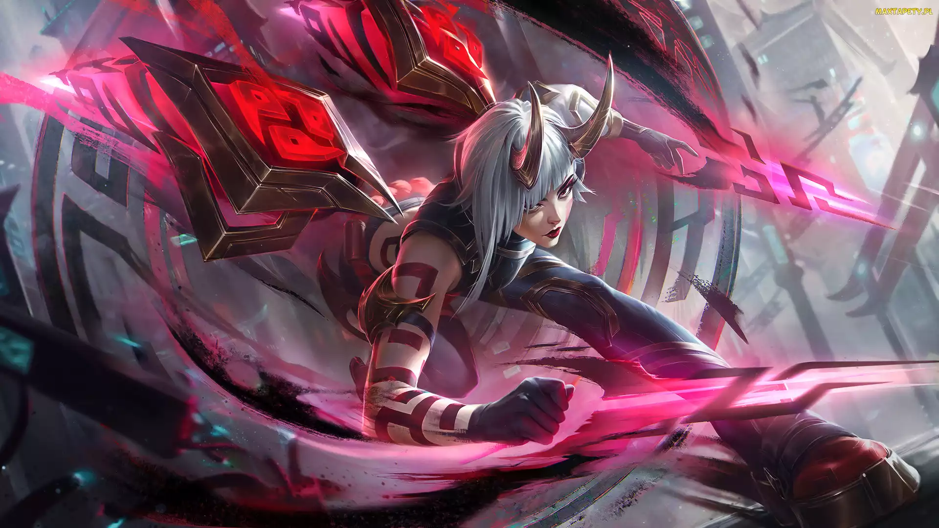 Gra, Rogi, Kai Sa, Bieg, Blondynka, Postać, League of Legends, Inkshadow, Atramentowy cień