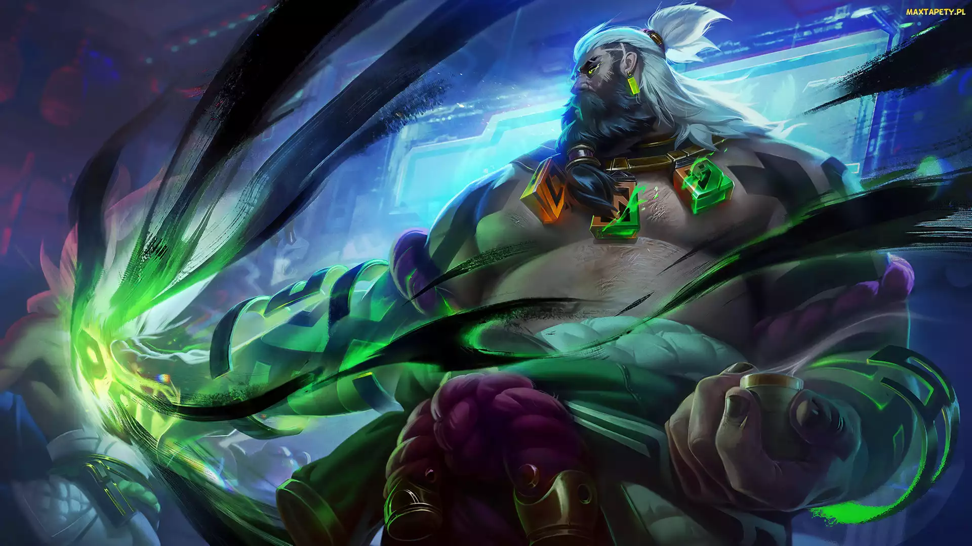 Naszyjnik, Pięść, Atramentowy cień, Magia, Udyr, League of Legends Inkshadow, Postać