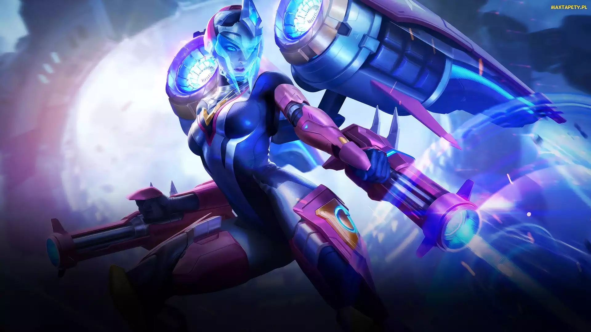Gra, Hełm, Cyborg, Broń, Pancerz, KaiSa, League of Legends, Prestige Edition, Postać