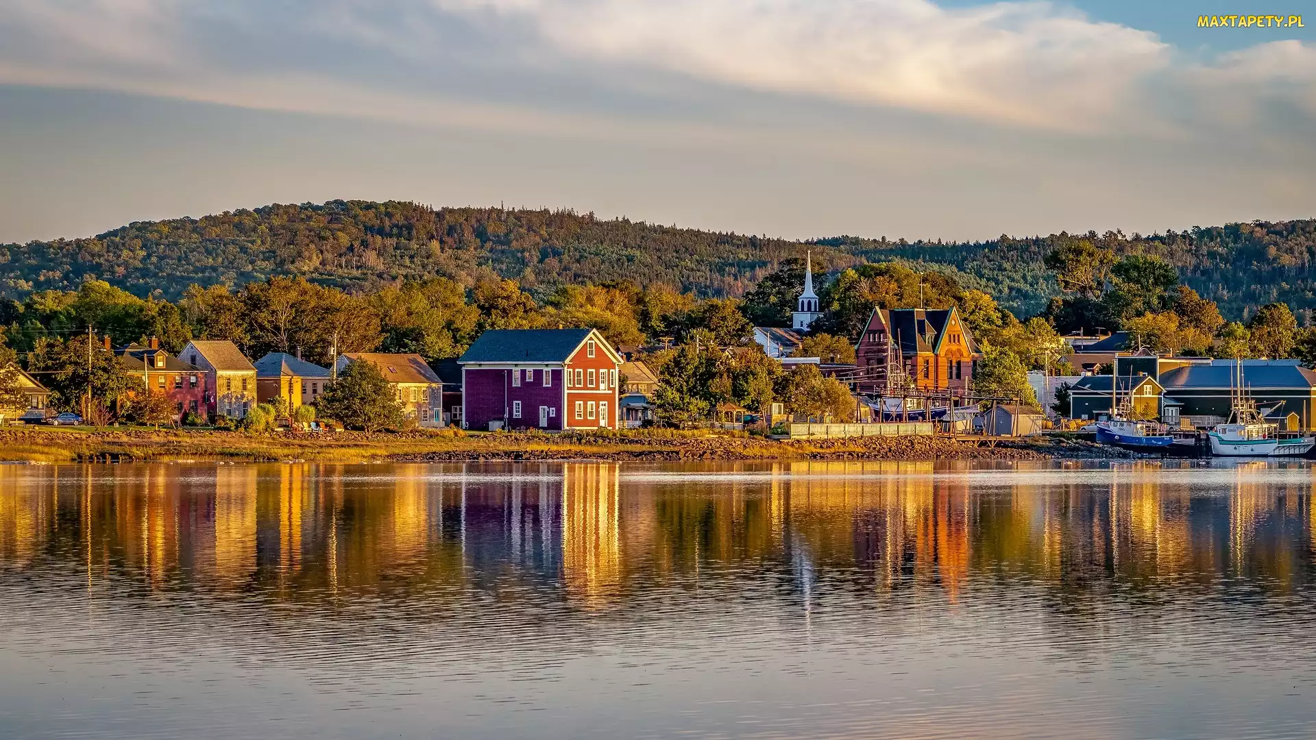 Góry, Nowa Szkocja, Annapolis Royal, Kanada, Prowincja, Miasto, Domy, Rzeka, Annapolis River