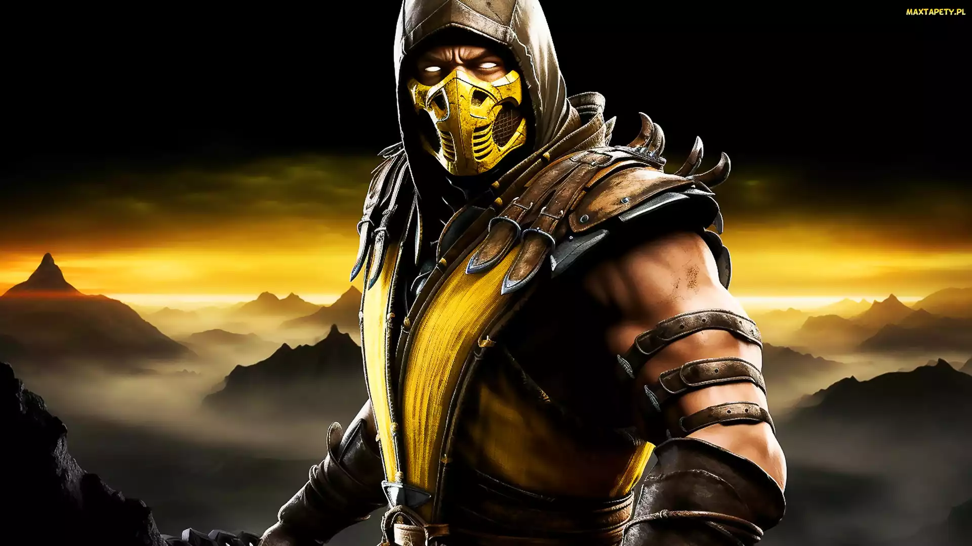 Mortal Kombat, Wojownik, Gra, Scorpion, Kaptur, Postać, Maska, Ochraniacze