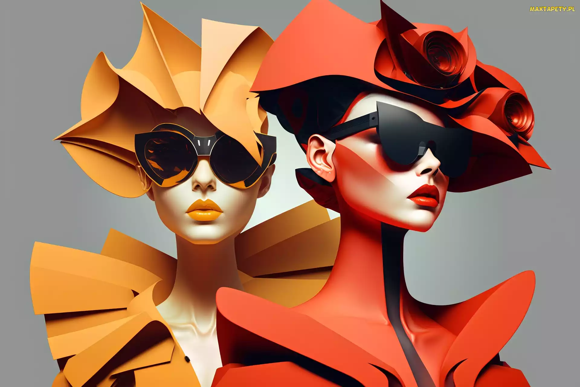 Kapelusze, Grafika, Moda, Okulary, Kobiety