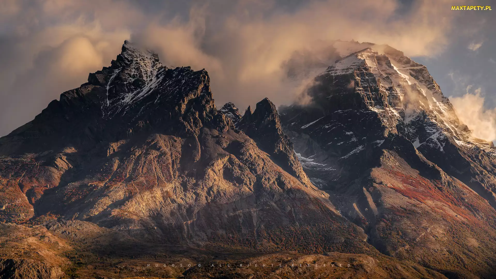 Chmury, Chile, Patagonia, Park Narodowy Torres del Paine, Góry