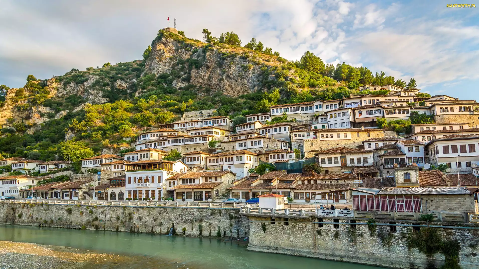 Berat, Wzgórze, Domy, Rzeka Osum, Albania