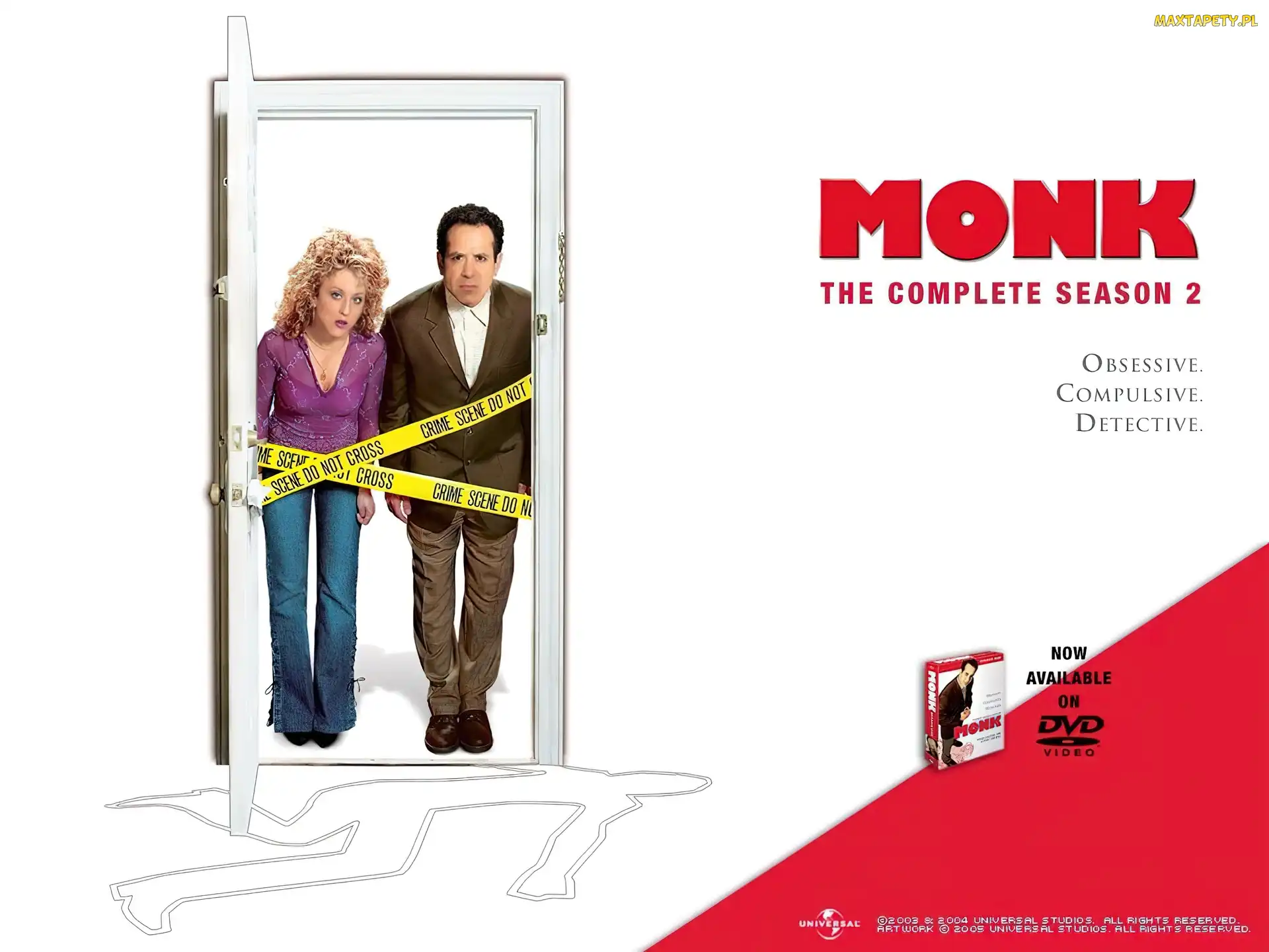 Bitty Schram, Tony Shalhoub, detektyw, Detektyw Monk, drzwi, taśmy